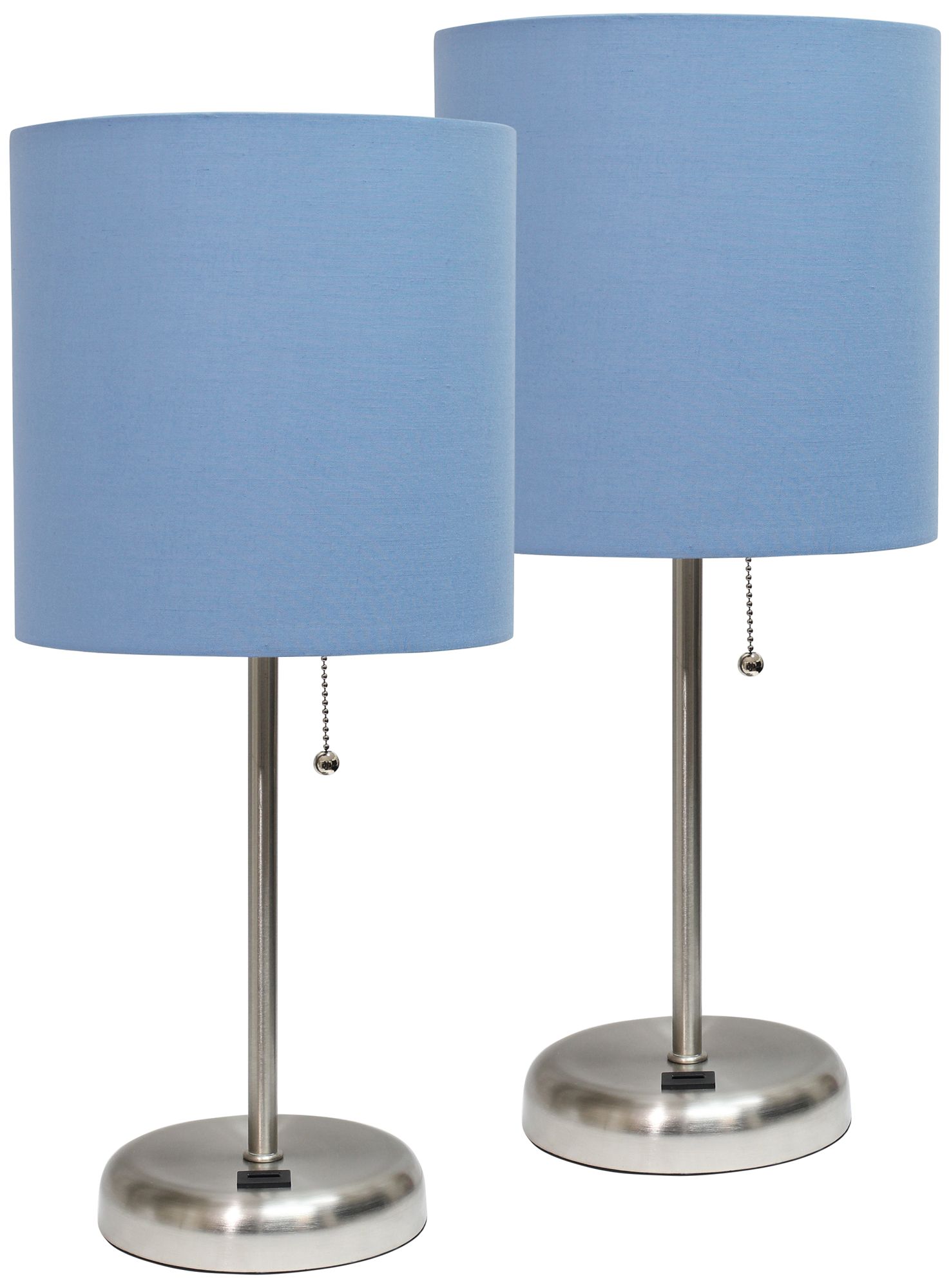 LimeLights 19 1/2" High Steel Blue Shade USB Accent Lamps Set of 2