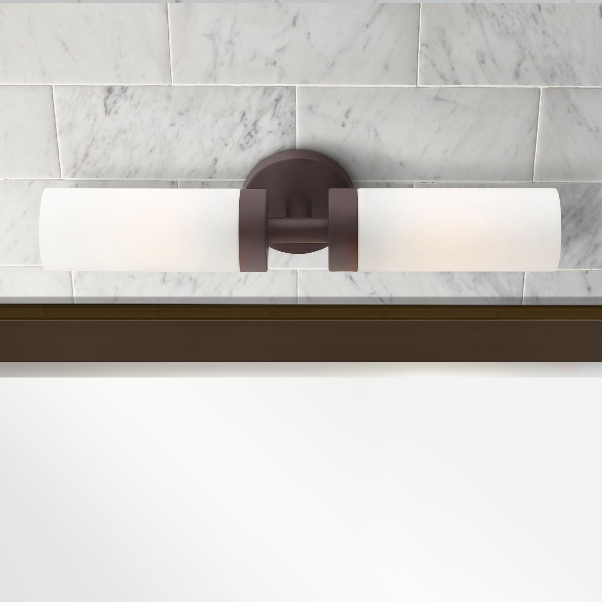 Aero 19 1/4" Wide Bronze and White Glass 2-Light Bath Light