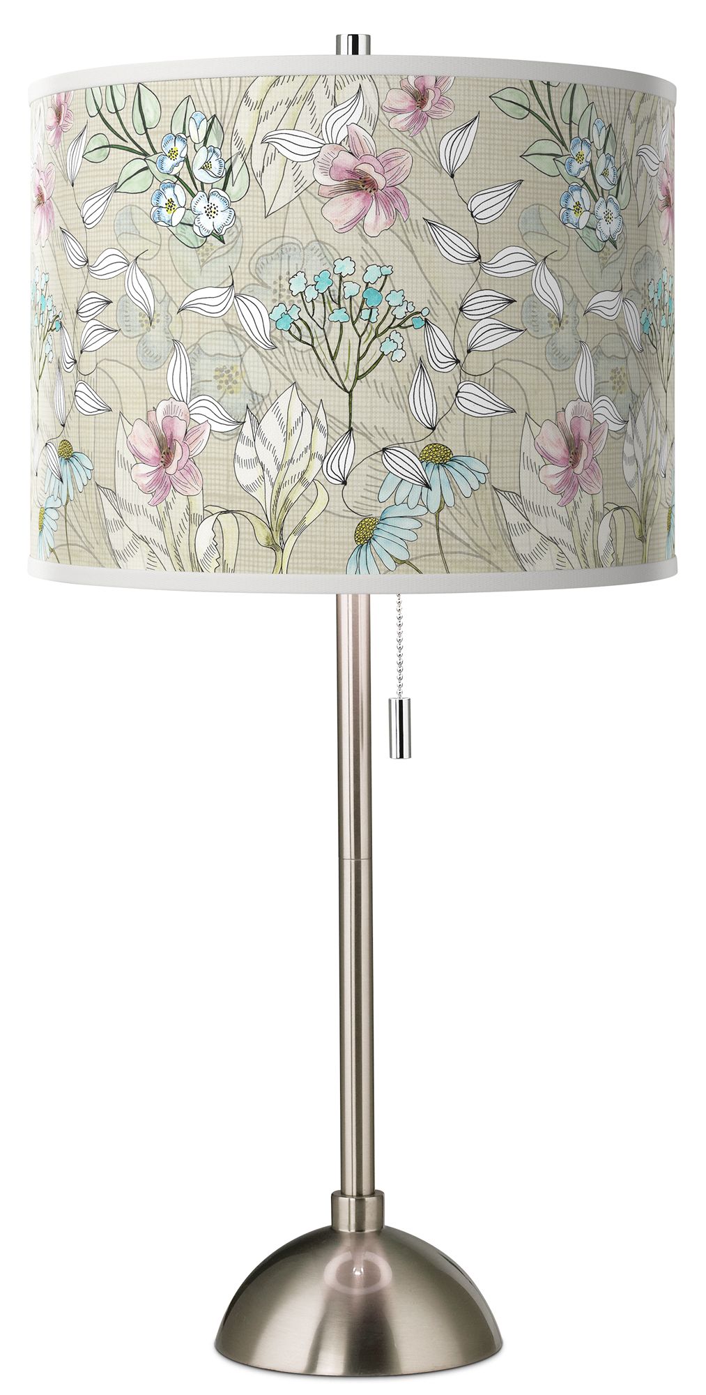 Botanical Giclee Brushed Nickel Table Lamp