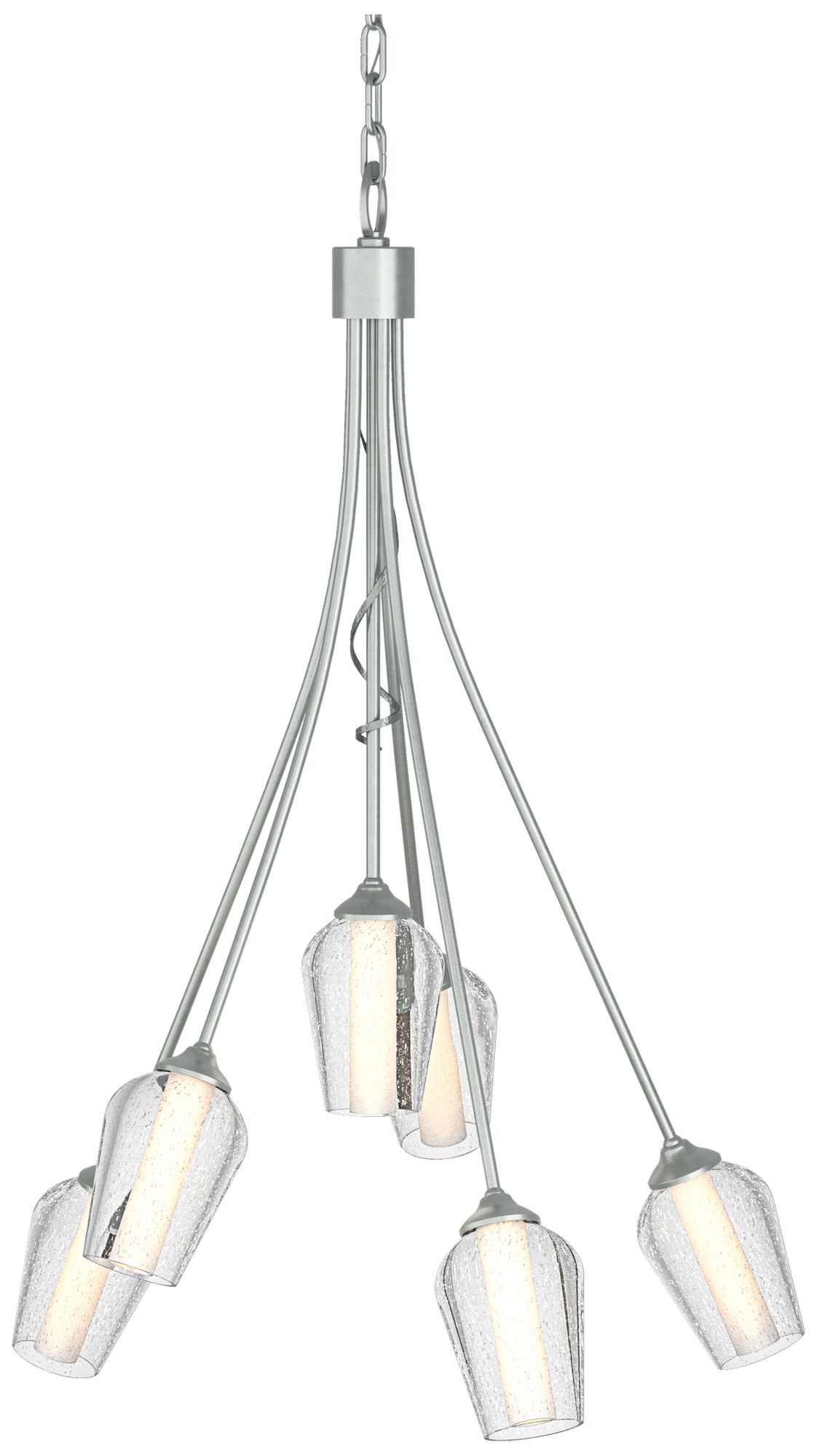 Flora 23.1"W 6 Arm Vintage Platinum Chandelier With Opal and Seeded Gl