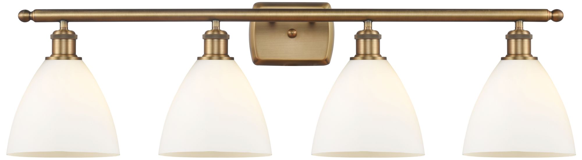 Bristol Glass 4 Light 38" LED Bath Light - Brushed Brass - White Shade