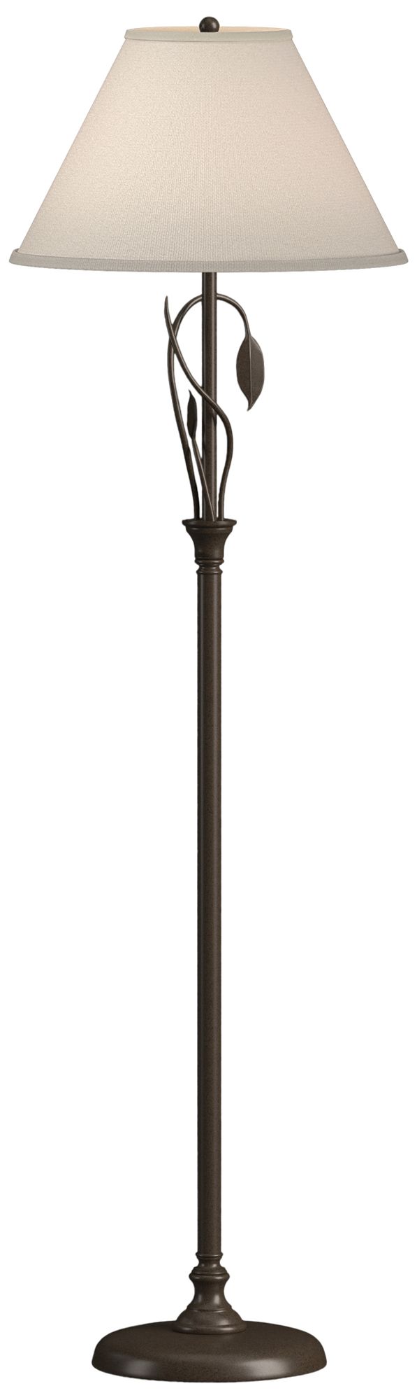 Forged Leaves and Vase 56"H Bronze Floor Lamp w/ Natural Linen Shade