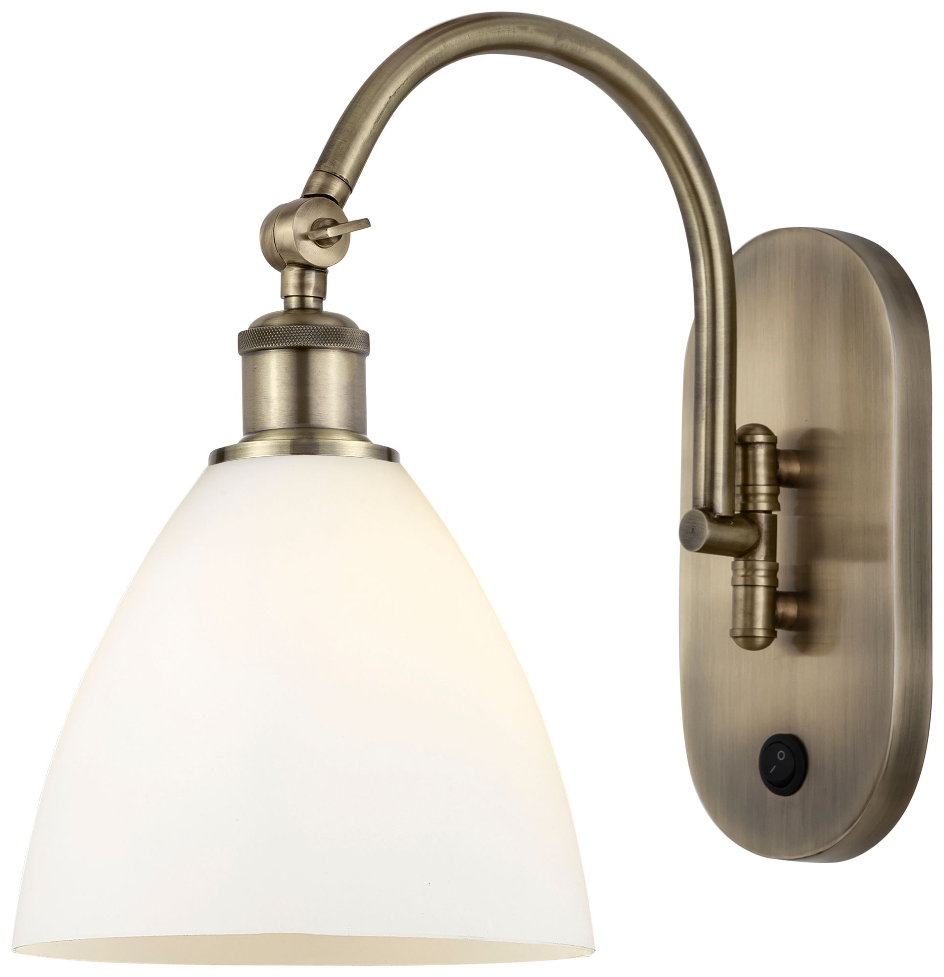 Ballston Bristol Glass 8" LED Sconce - Brass Finish - Matte White Shad