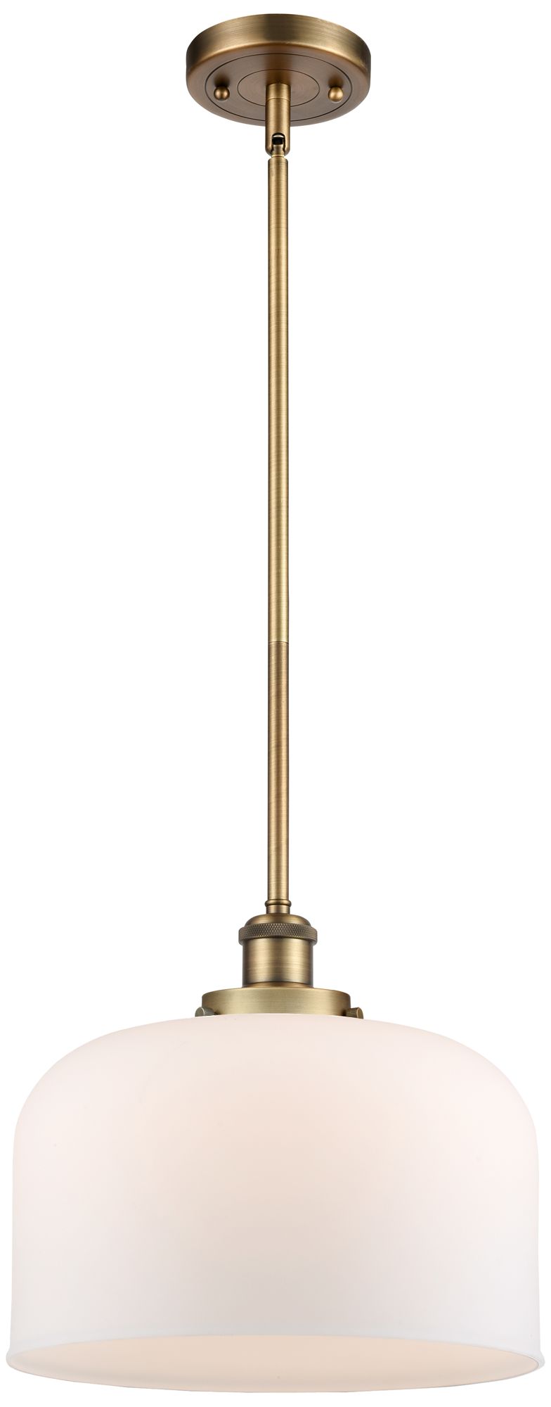 Ballston Urban Bell 12" Brushed Brass Stemmed Mini Pendant w/ White Sh