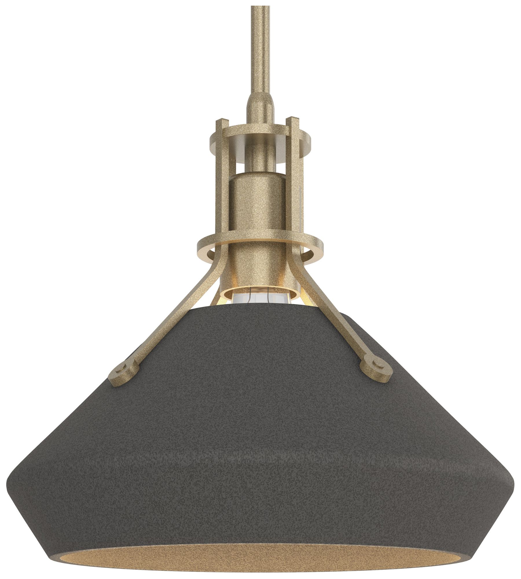 Henry & Chamfer Pendant - Soft Gold Finish - Natural Iron Accents