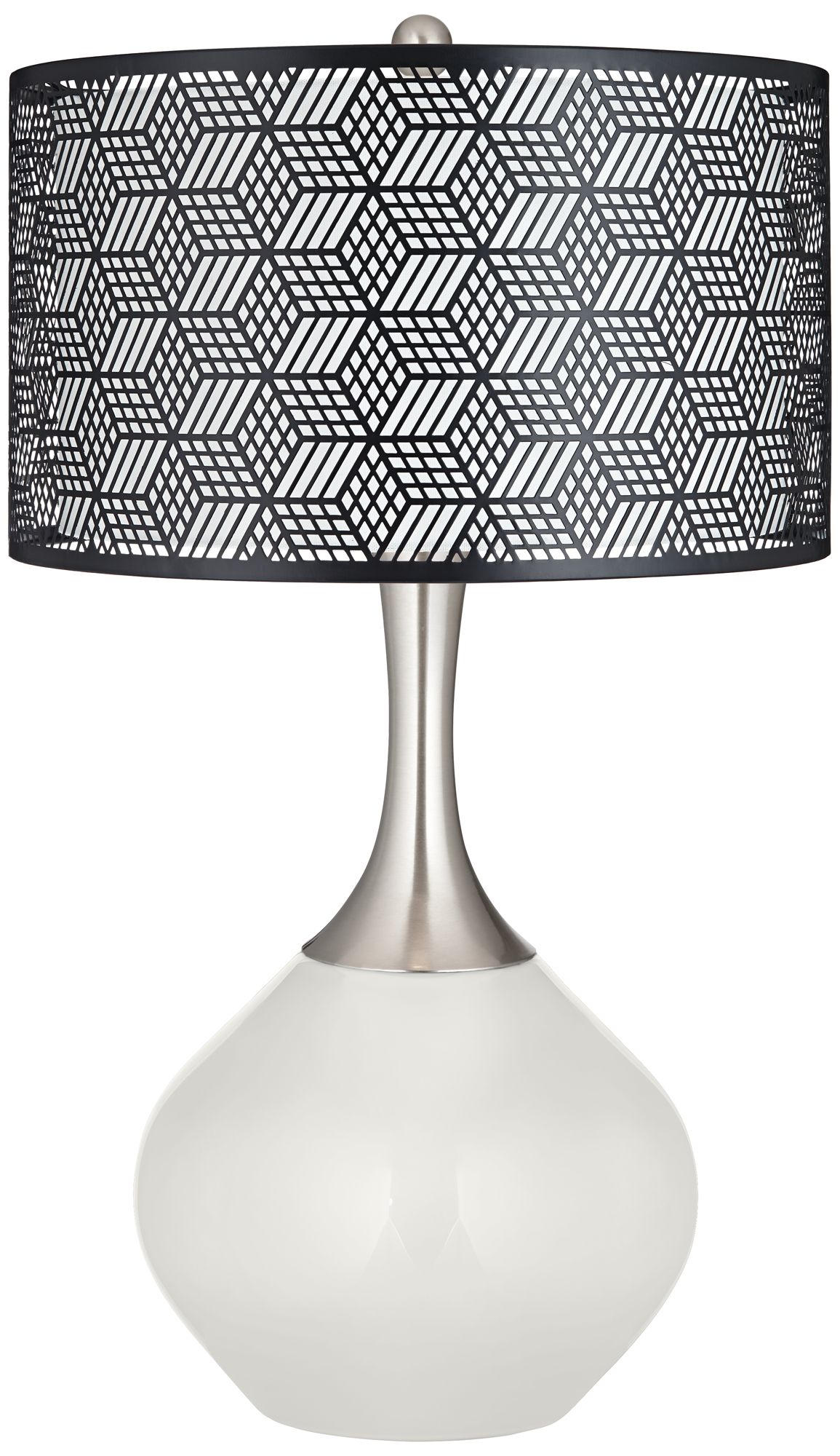 Winter White Black Metal Shade Spencer Table Lamp