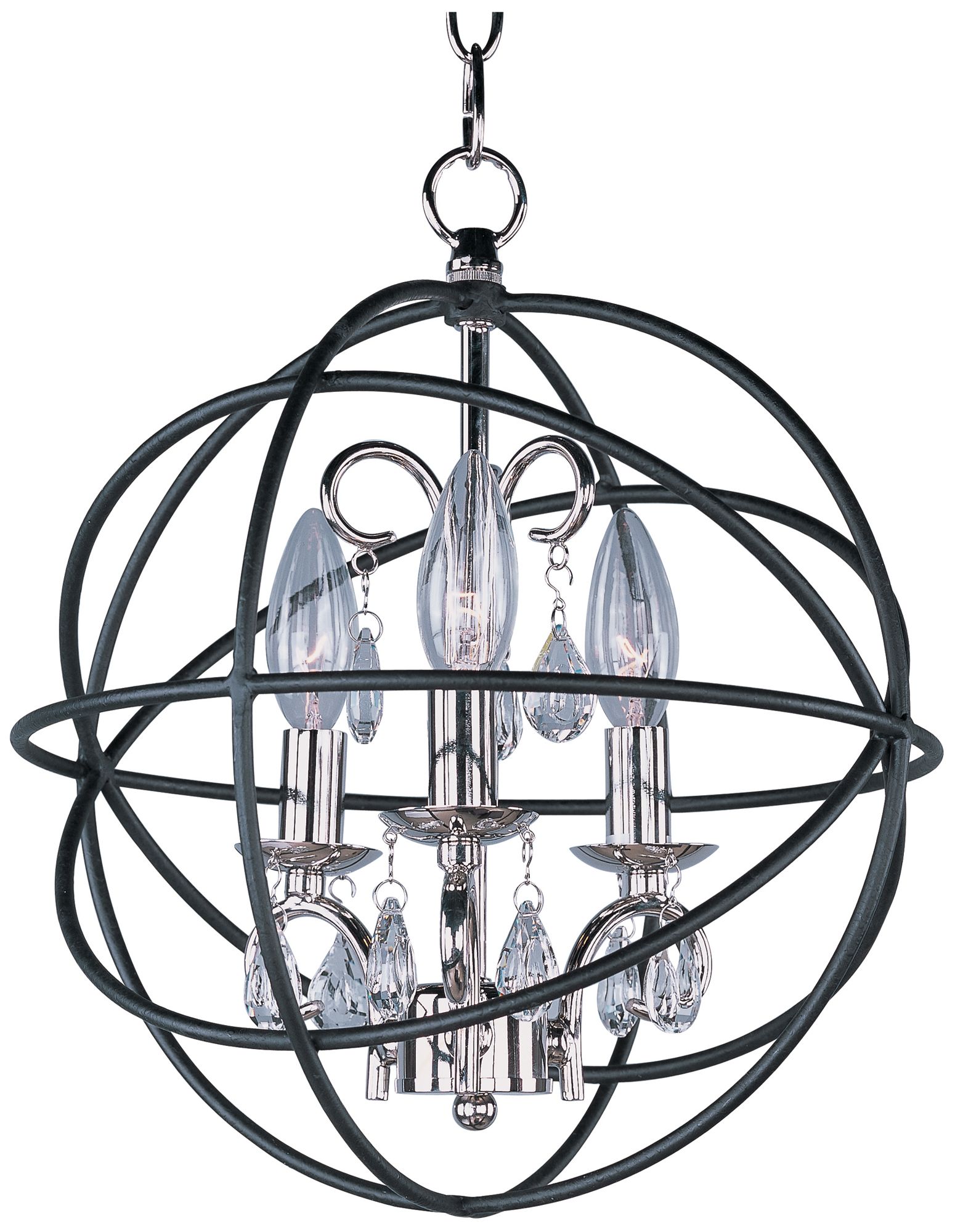 Orbit 3 Light 12" Wide Anthracite/Polished Nickel Pendant Light