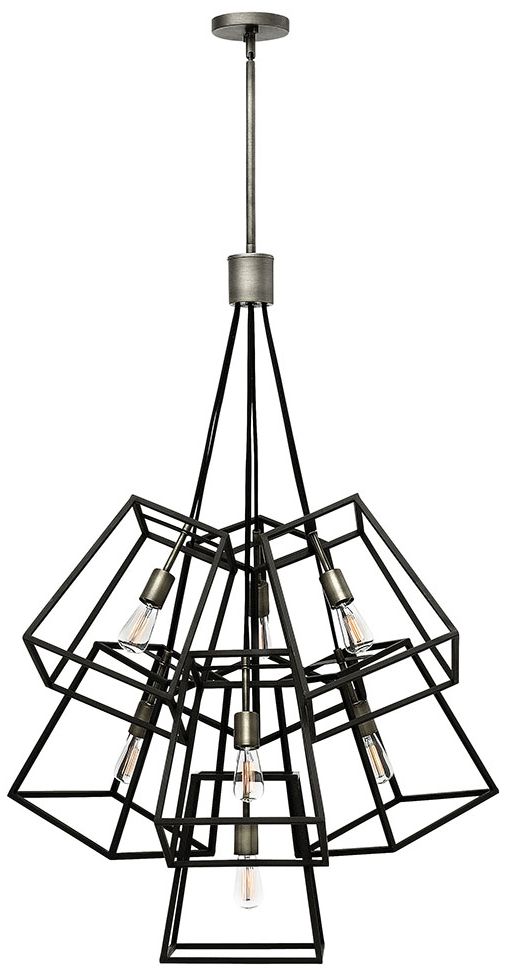 Foyer Fulton-Seven Light Multi Tier-Aged Zinc