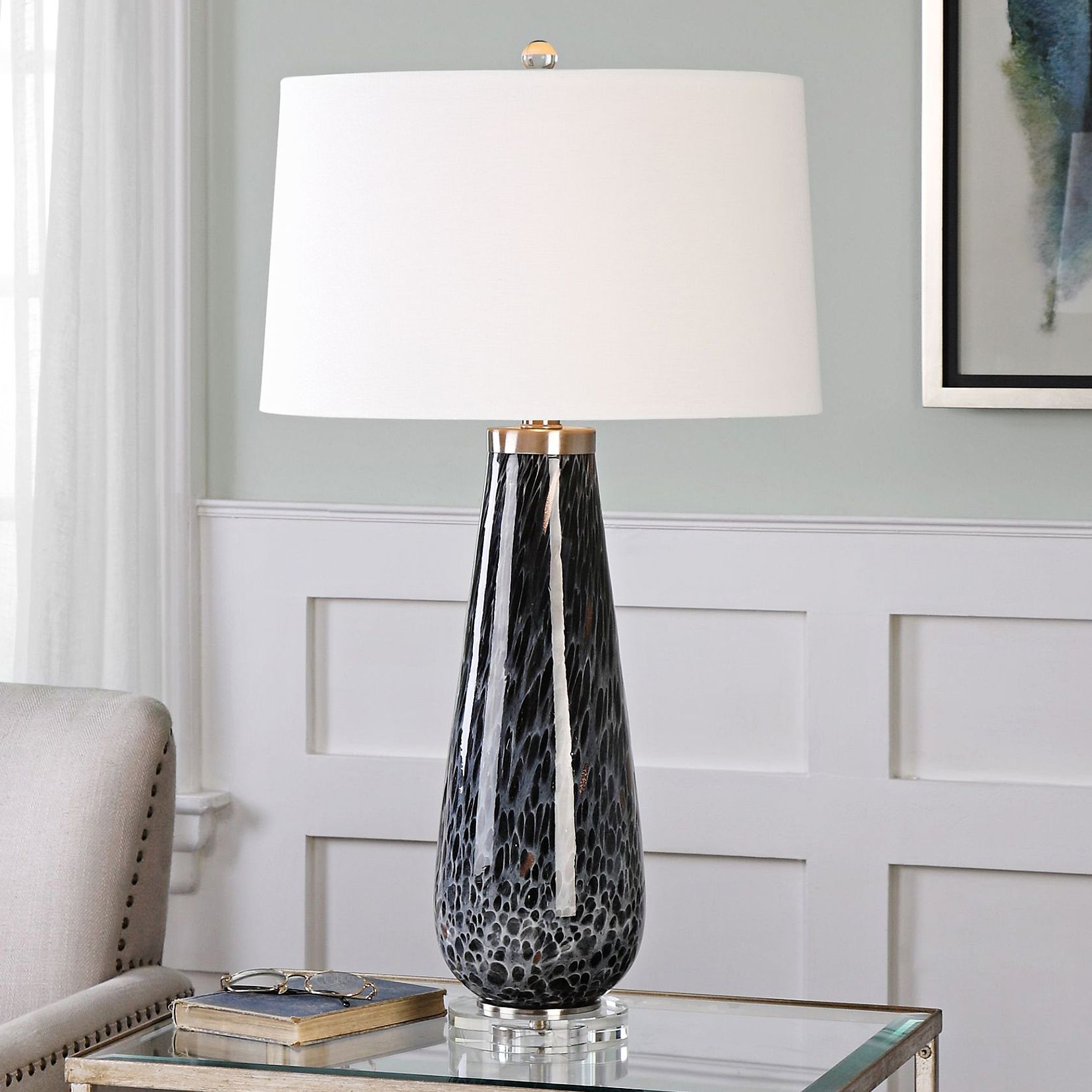 Uttermost Marchiazza Painted Charcoal Glass Table Lamp