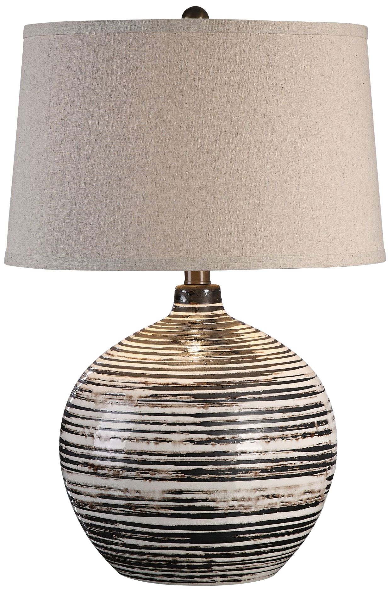 Uttermost Bloxom Mocha-Bronze Ceramic Striped Table Lamp