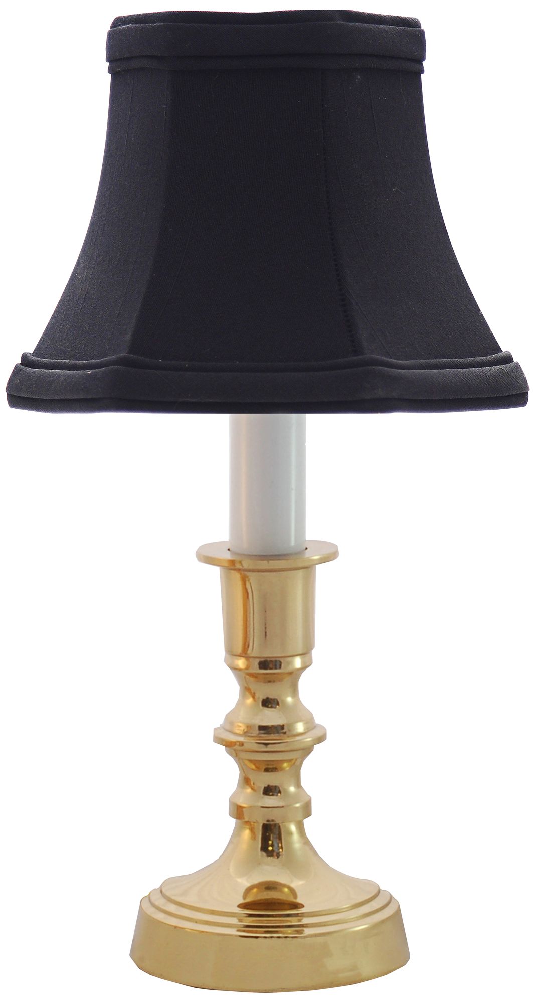 Beacon Falls Polished Brass Table Lamp with Black Bell Shade