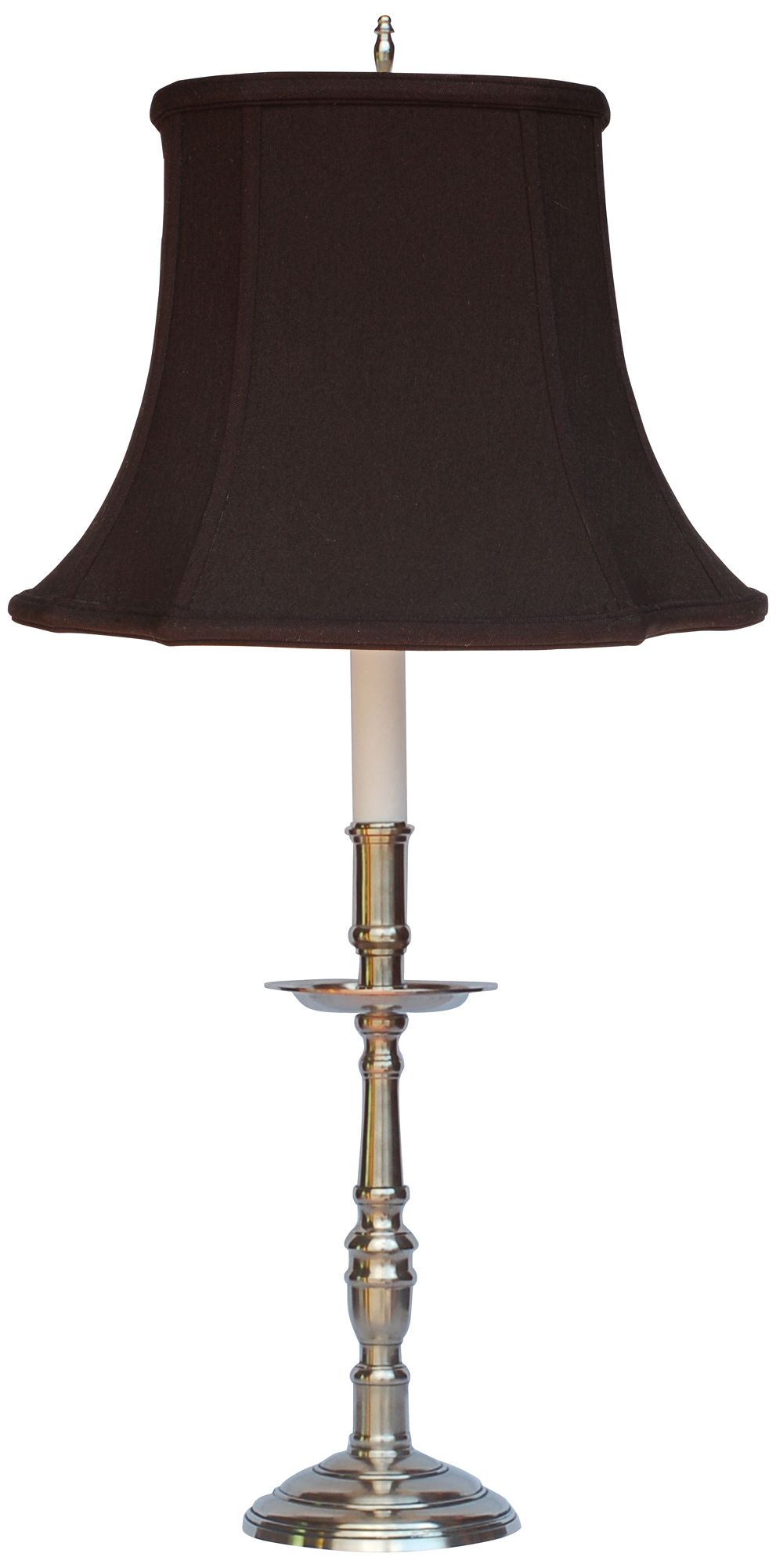 Charlottesville Pewter Candlestick Table Lamp with Black Shade