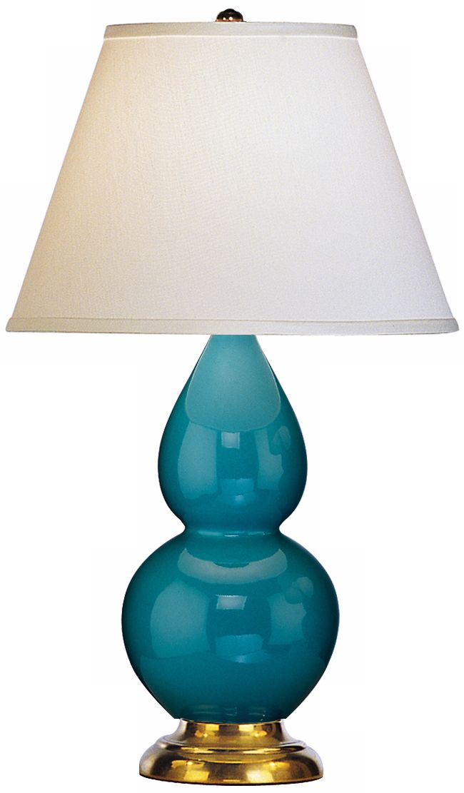 Robert Abbey 22 3/4" Peacock Blue Ceramic and Brass Lamp