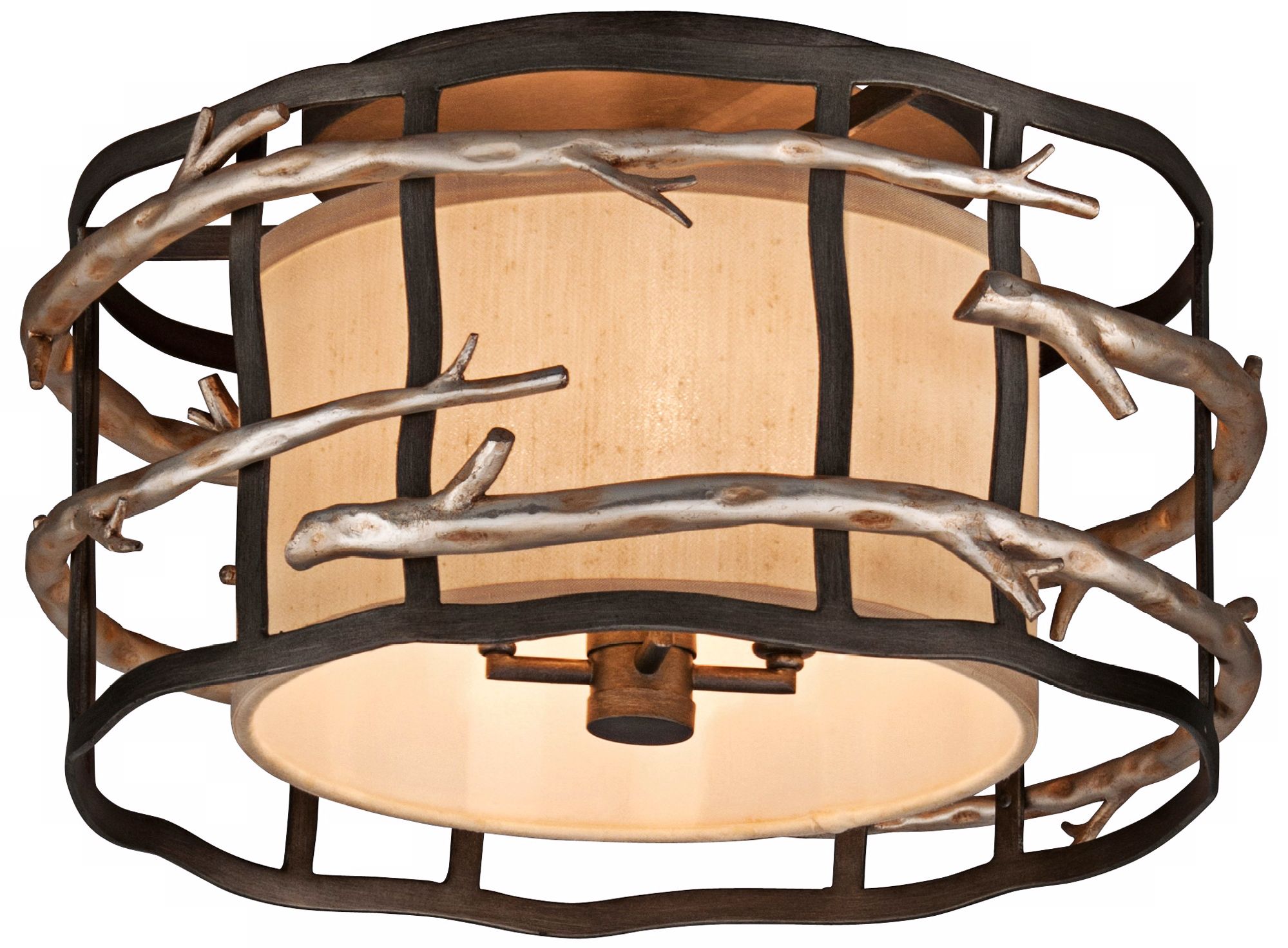 Adirondack 18" Wide Rustic Silver Leaf Ceiling Light