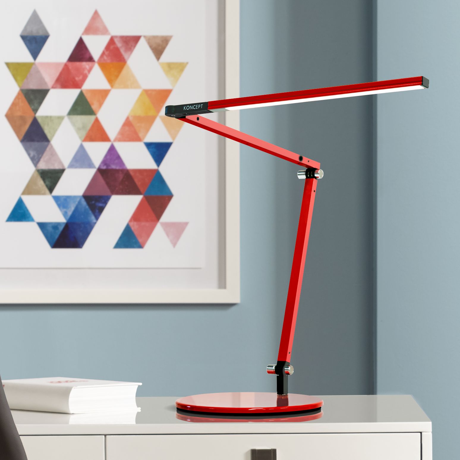 Gen 3 Z-Bar Mini Warm LED Red Finish Modern Desk Lamp with Touch Dimmer