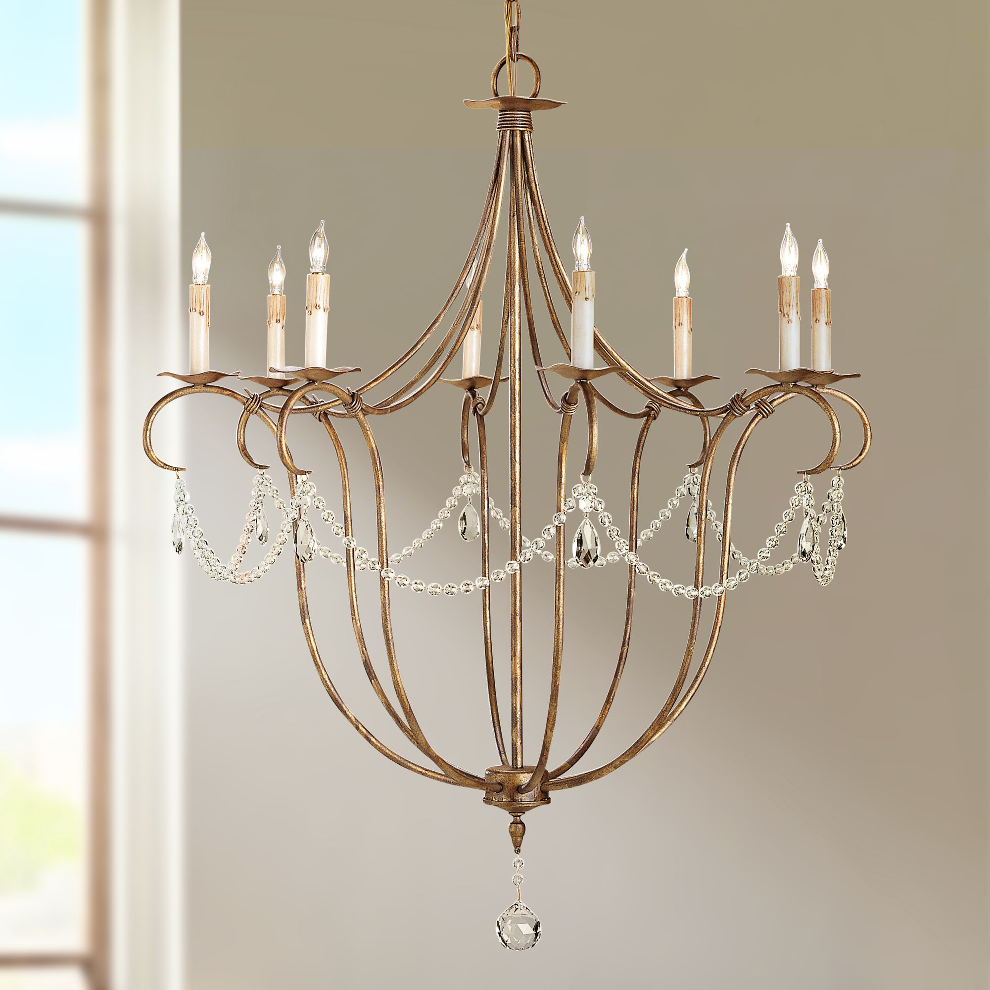 Currey and Company Crystal 8-Light 31" Wide Chandelier