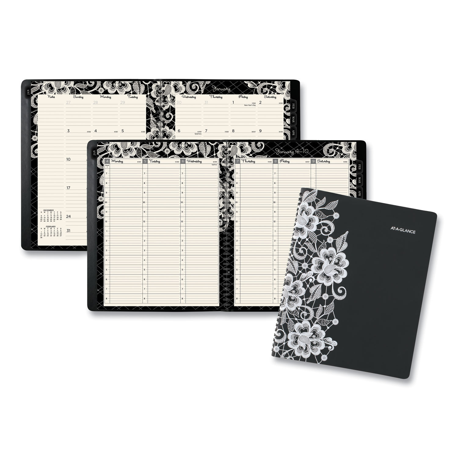 Lacey Weekly Block Format Professional Appointment Book Lacey Artwork, 11 x 8.5, Black/White, 13-Month (Jan-Jan): 2024-2025