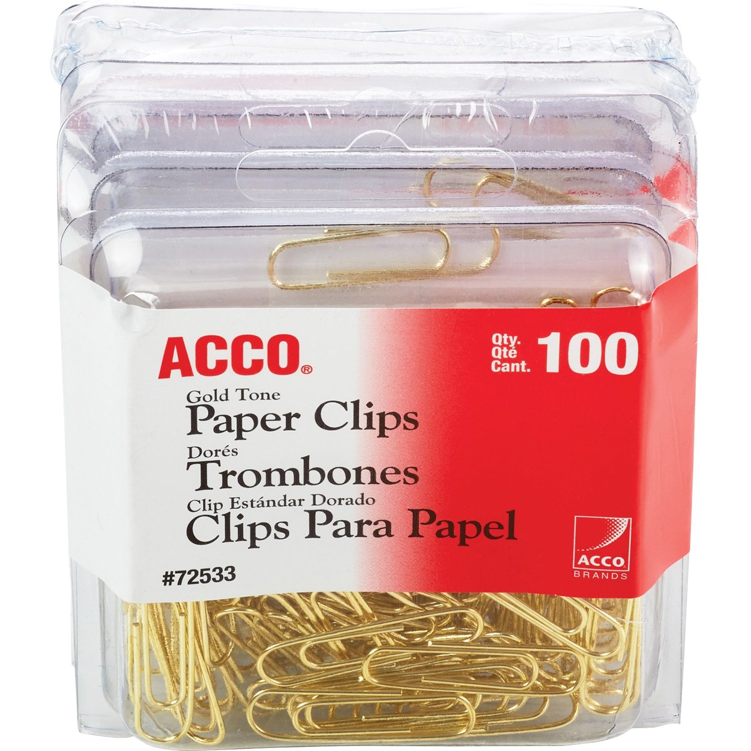 Gold Tone Paper Clips Regular, No. 2, 10 Sheet Capacity, for Office, Home, School, Document, Paper, Sturdy, Flex Resistant, Bend Resistant, 400 / Pack, Gold