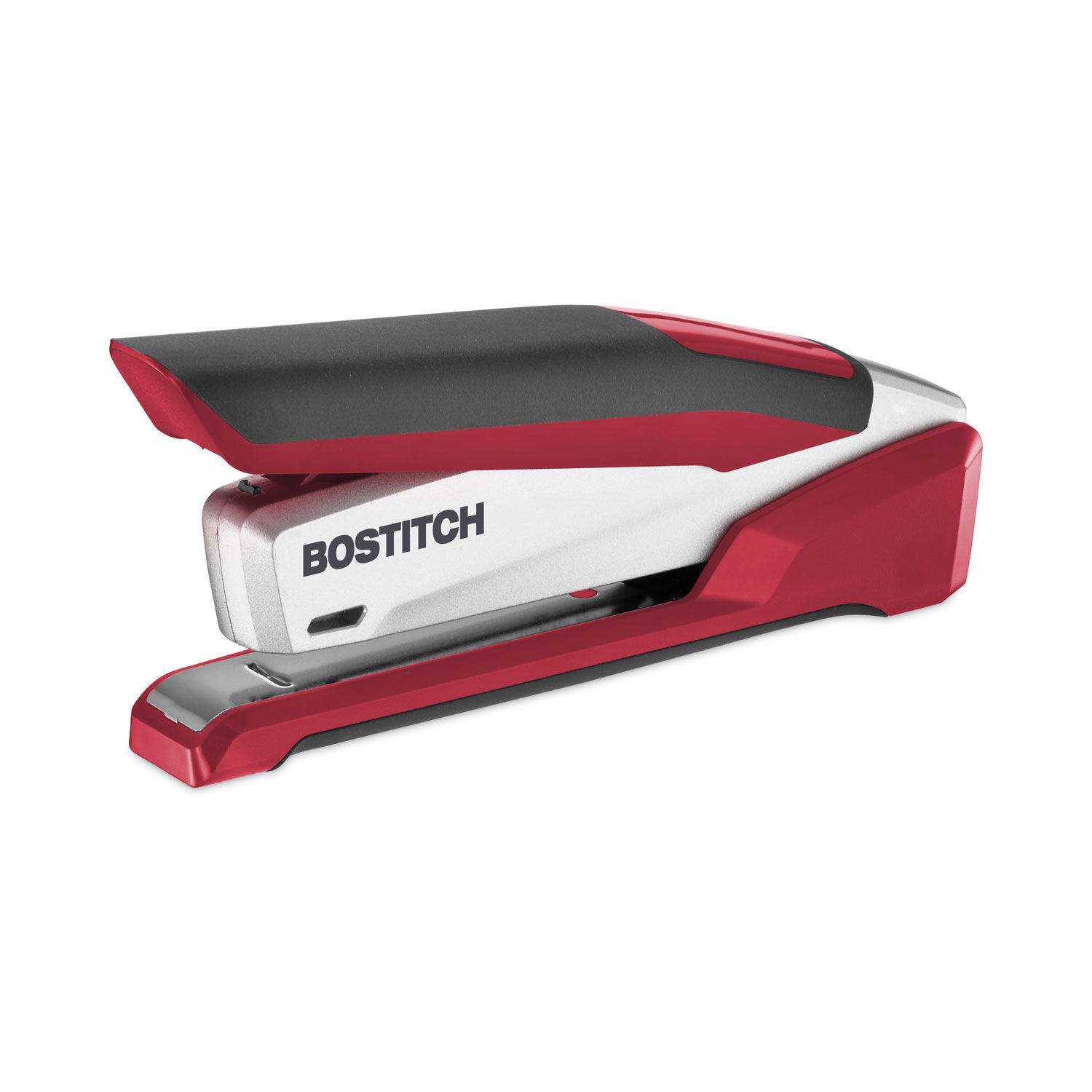 InPower Spring-Powered Desktop Stapler with Antimicrobial Protection 28-Sheet Capacity, Red/Silver