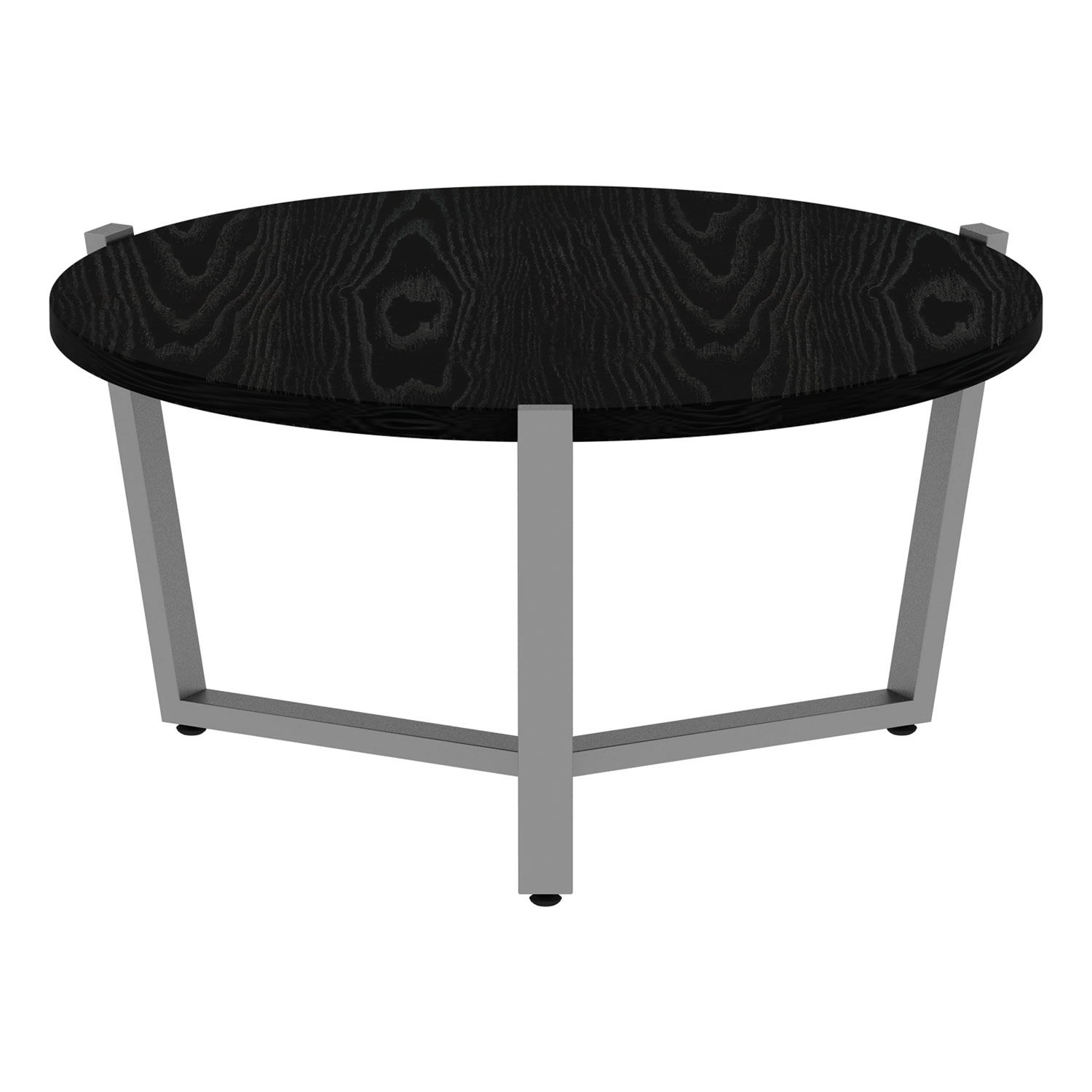 Round Occasional Coffee Table 29 3/8 dia x 15 1/2h, Black/Silver