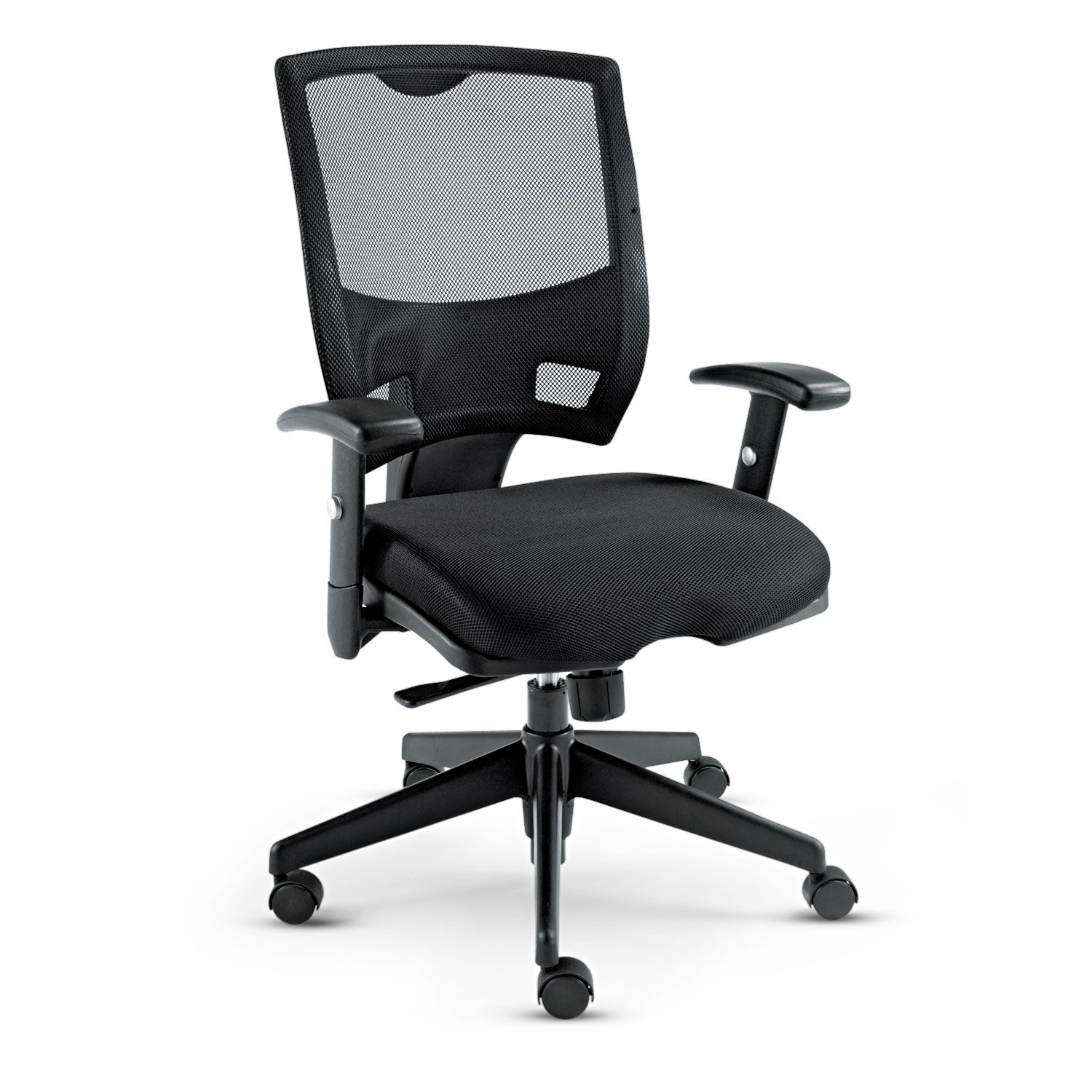 Alera Epoch Series Fabric Mesh Multifunction Chair Supports Up to 275 lb, 17.63" to 22.44" Seat Height, Black