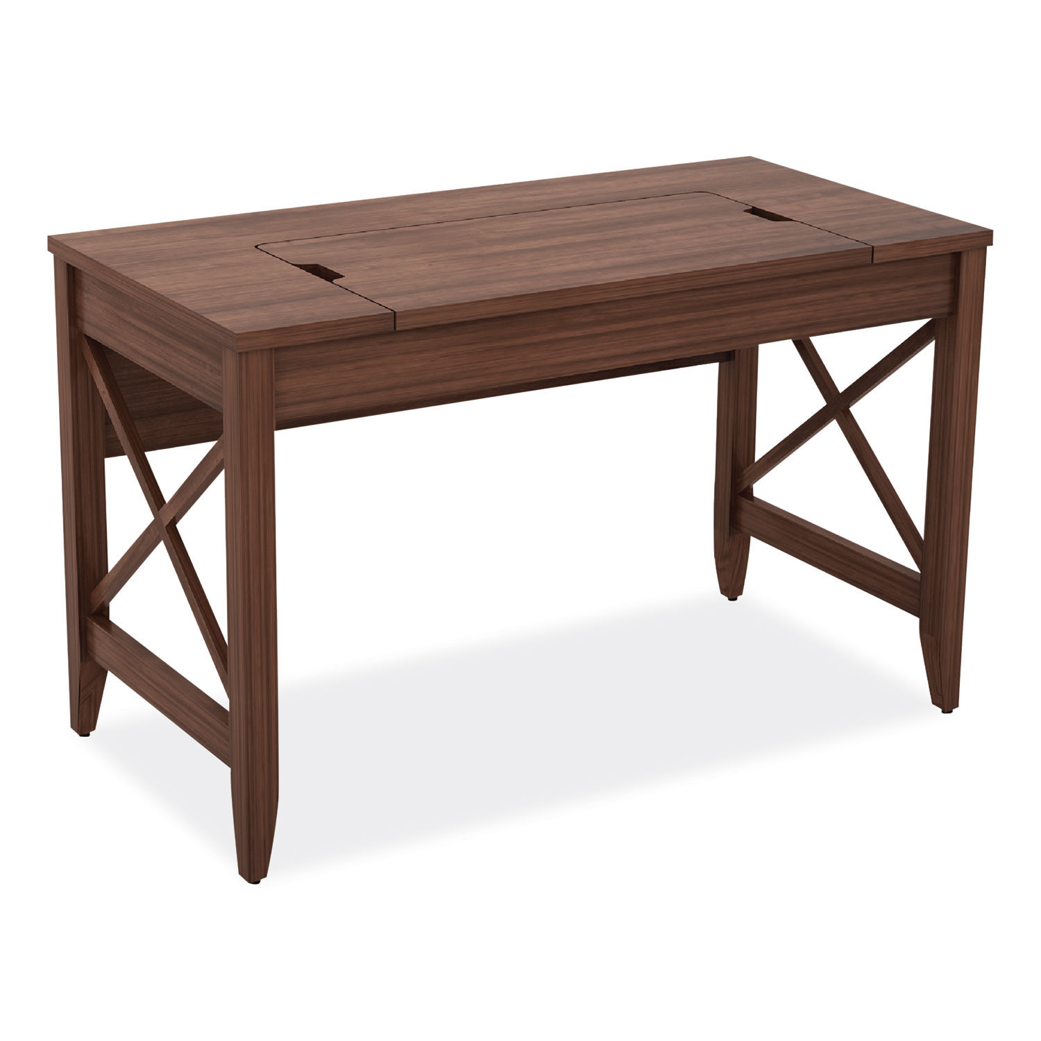 Sit-to-Stand Table Desk 47.25" x 23.63" x 29.5" to 43.75", Modern Walnut