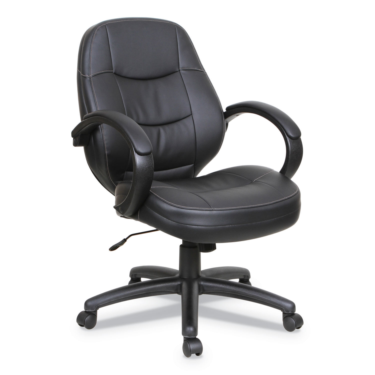 Alera PF Series Mid-Back Bonded Leather Office Chair Supports Up to 275 lb, 18.11" to 21.45" Seat Height, Black