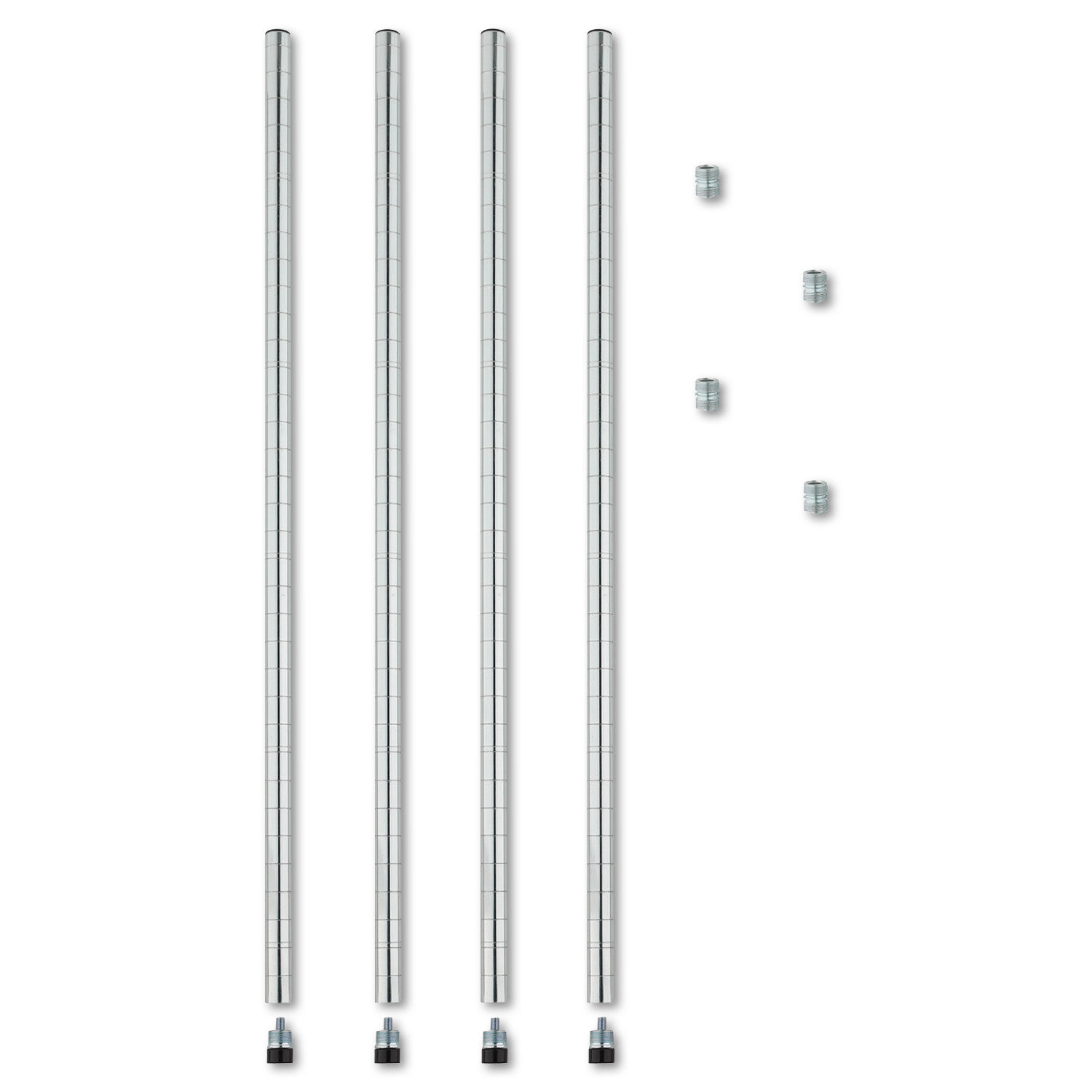 Stackable Posts For Wire Shelving 36" High, Silver, 4/Pack