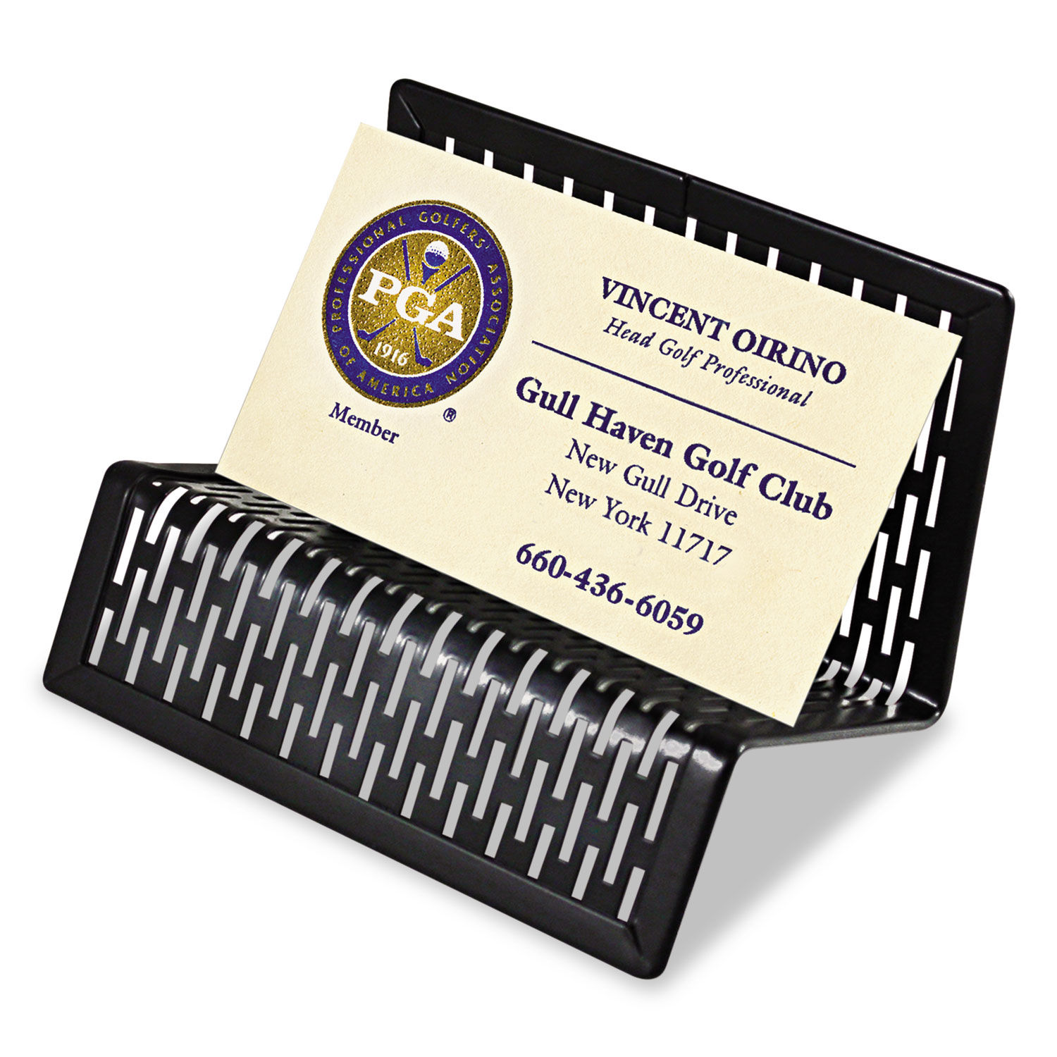 Urban Collection Punched Metal Business Card Holder Holds 50 2 x 3.5 Cards, Perforated Steel, Black