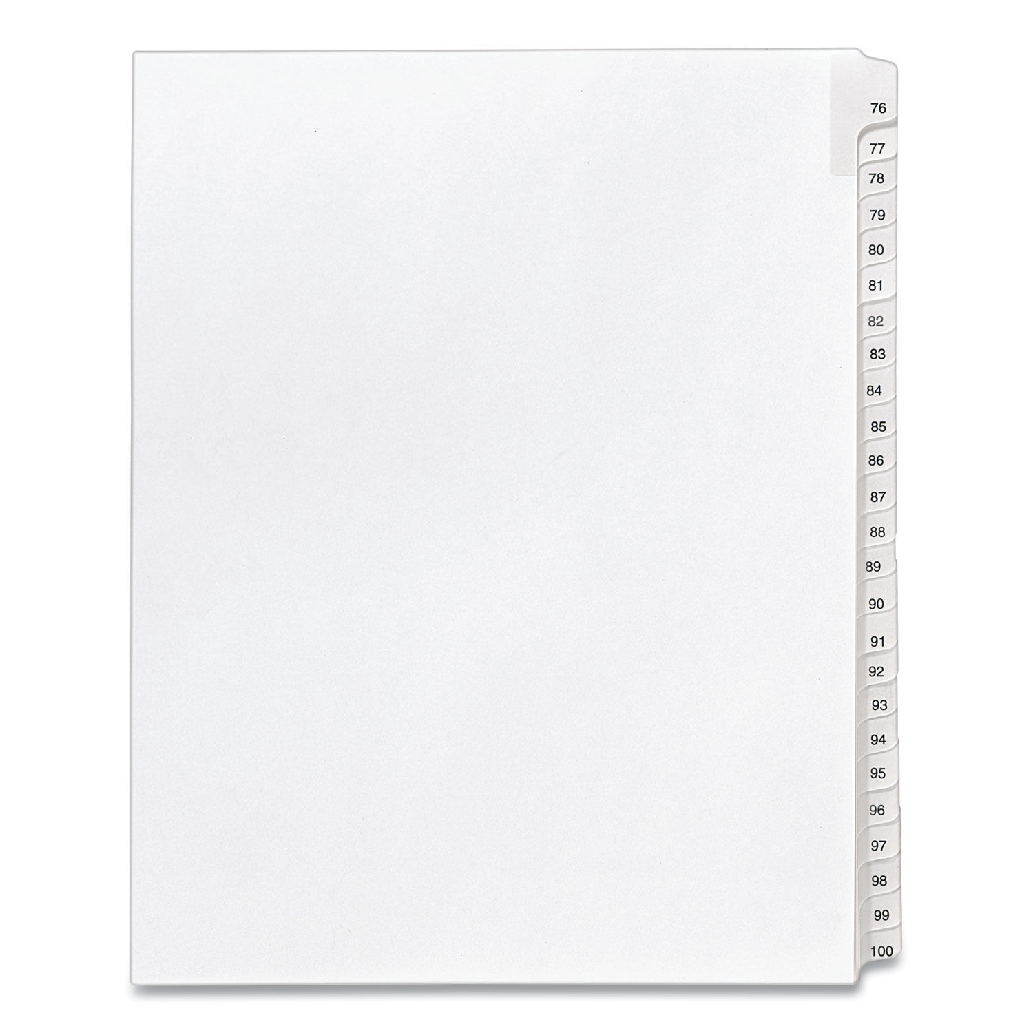 Preprinted Legal Exhibit Side Tab Index Dividers Allstate Style, 25-Tab, 76 to 100, 11 x 8.5, White, 1 Set, (1704)