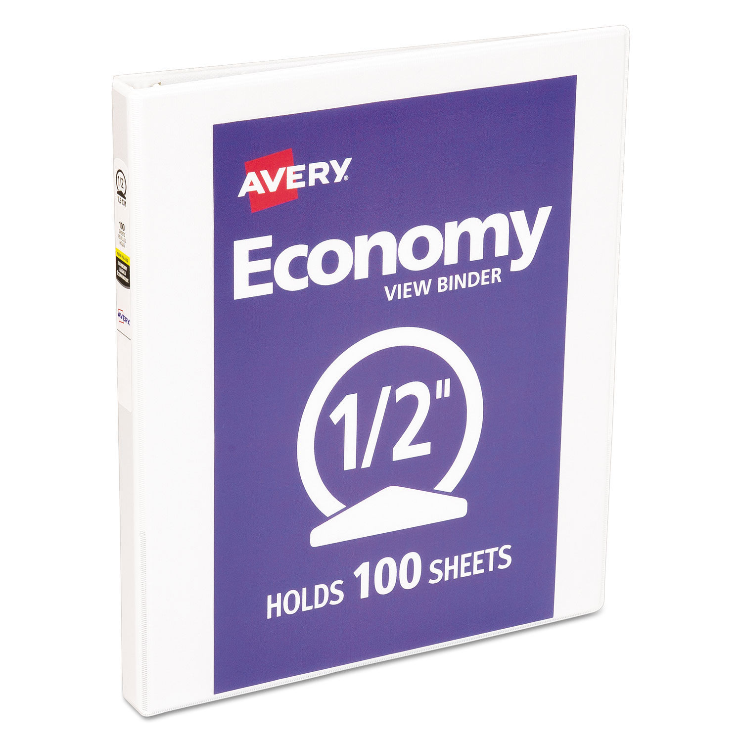 Economy View Binder with Round Rings  3 Rings, 0.5" Capacity, 11 x 8.5, White, (5706)
