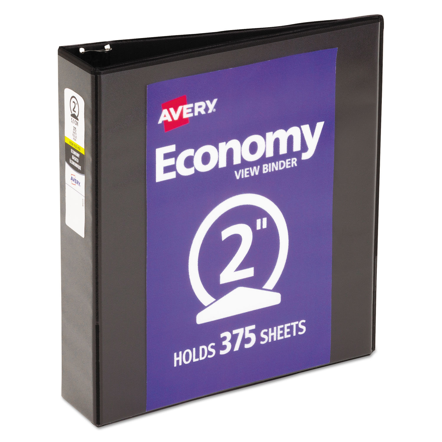 Economy View Binder with Round Rings  3 Rings, 2" Capacity, 11 x 8.5, Black, (5730)