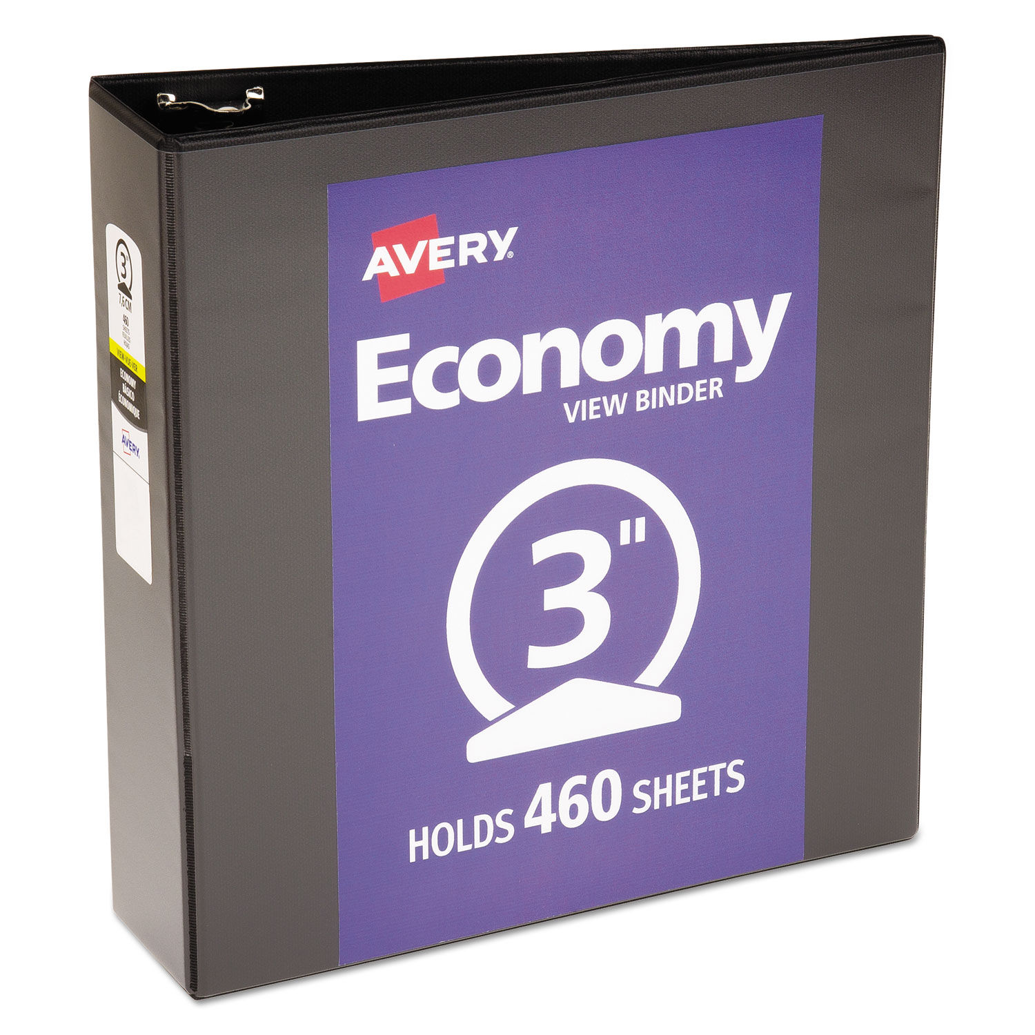 Economy View Binder with Round Rings  3 Rings, 3" Capacity, 11 x 8.5, Black, (5740)