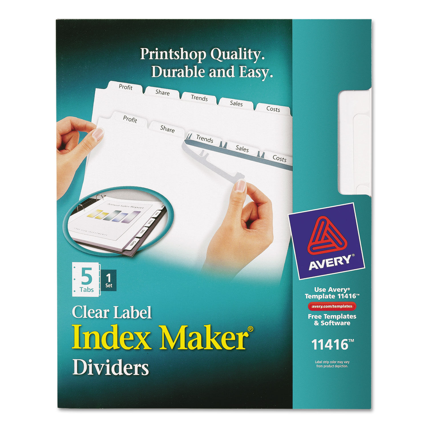 Print and Apply Index Maker Clear Label Dividers with Printable Label Strip and White Tabs 5-Tab, 11 x 8.5, White, 1 Set