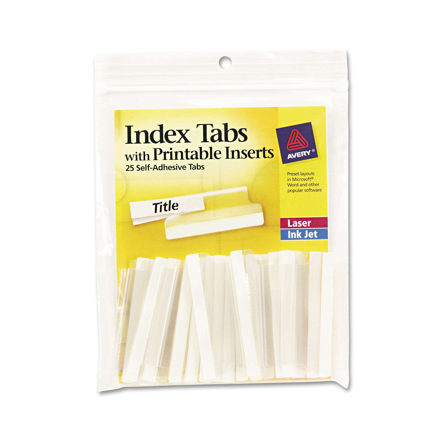 Insertable Index Tabs with Printable Inserts 1/5-Cut, Clear, 2" Wide, 25/Pack