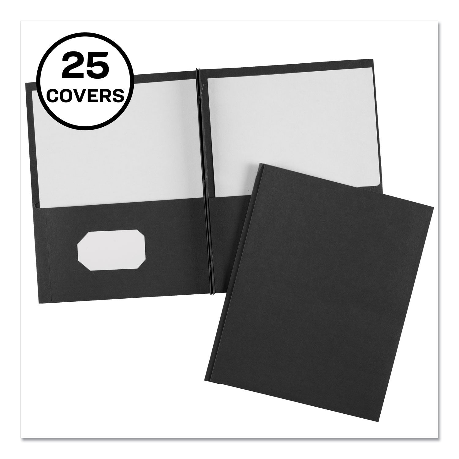 Two-Pocket Folder Prong Fastener, 0.5" Capacity, 11 x 8.5, Black, 25/Box