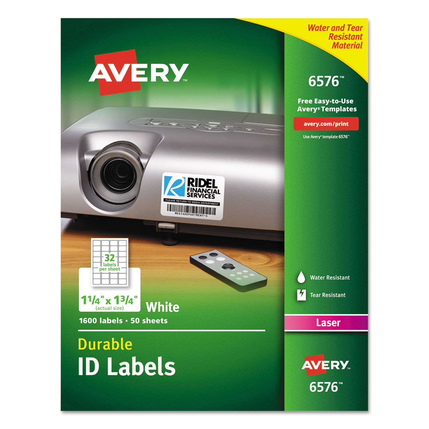 Durable Permanent ID Labels with TrueBlock Technology Laser Printers, 1.25 x 1.75, White, 32/Sheet, 50 Sheets/Pack