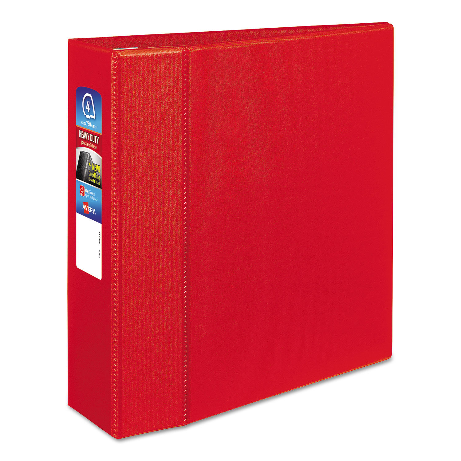 Heavy-Duty Non-View Binder with DuraHinge and Locking One Touch EZD Rings 3 Rings, 4" Capacity, 11 x 8.5, Red