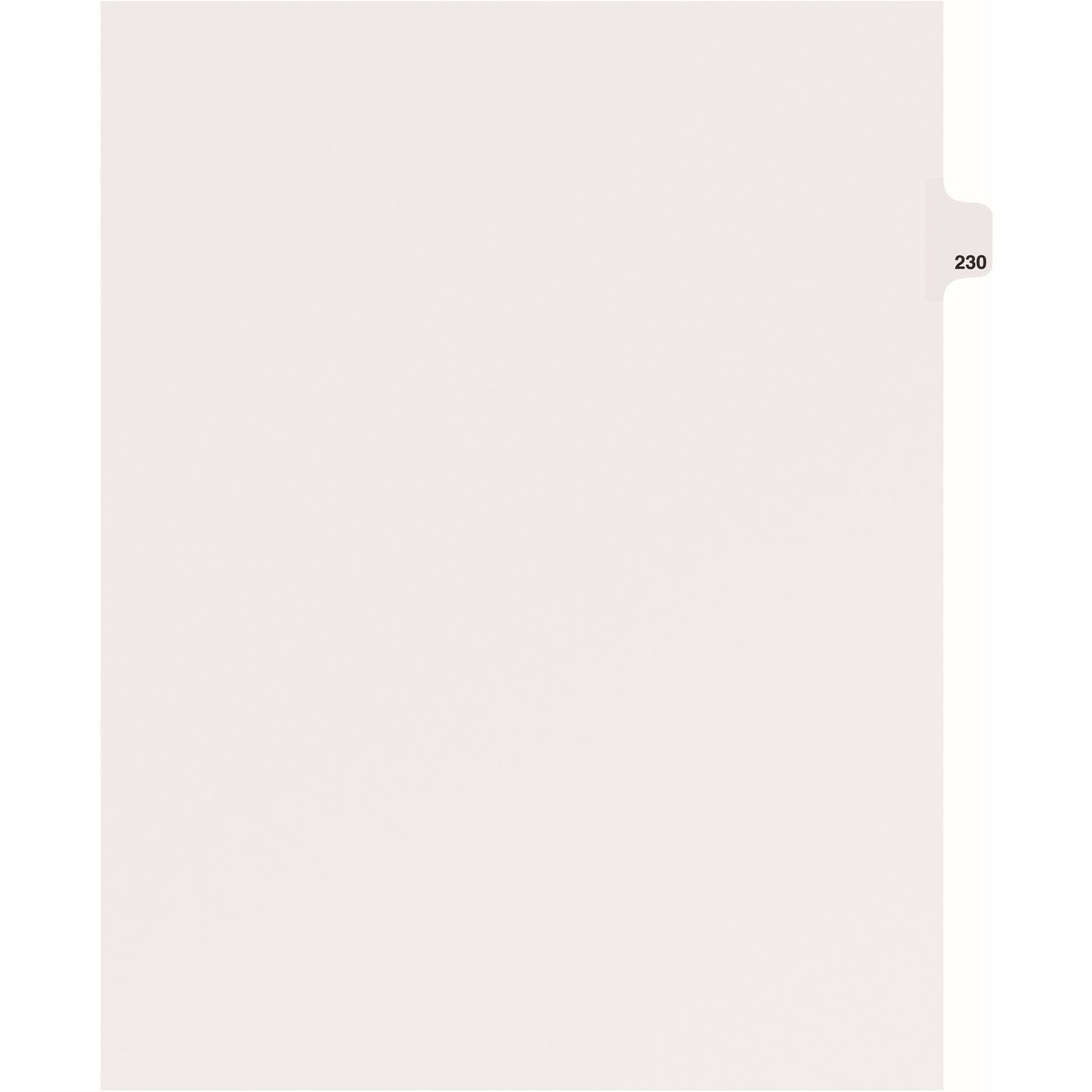 Side Tab Individual Legal Dividers 25 x Divider(s), Side Tab(s), 230, 1 Tab(s)/Set, Letter, 8 1/2" Width x 11" Length, White Paper Divider, 1