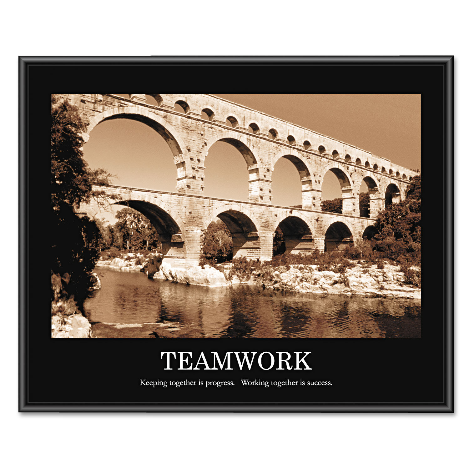 "Teamwork" Framed Sepia-Tone Motivational Print 30 X 24