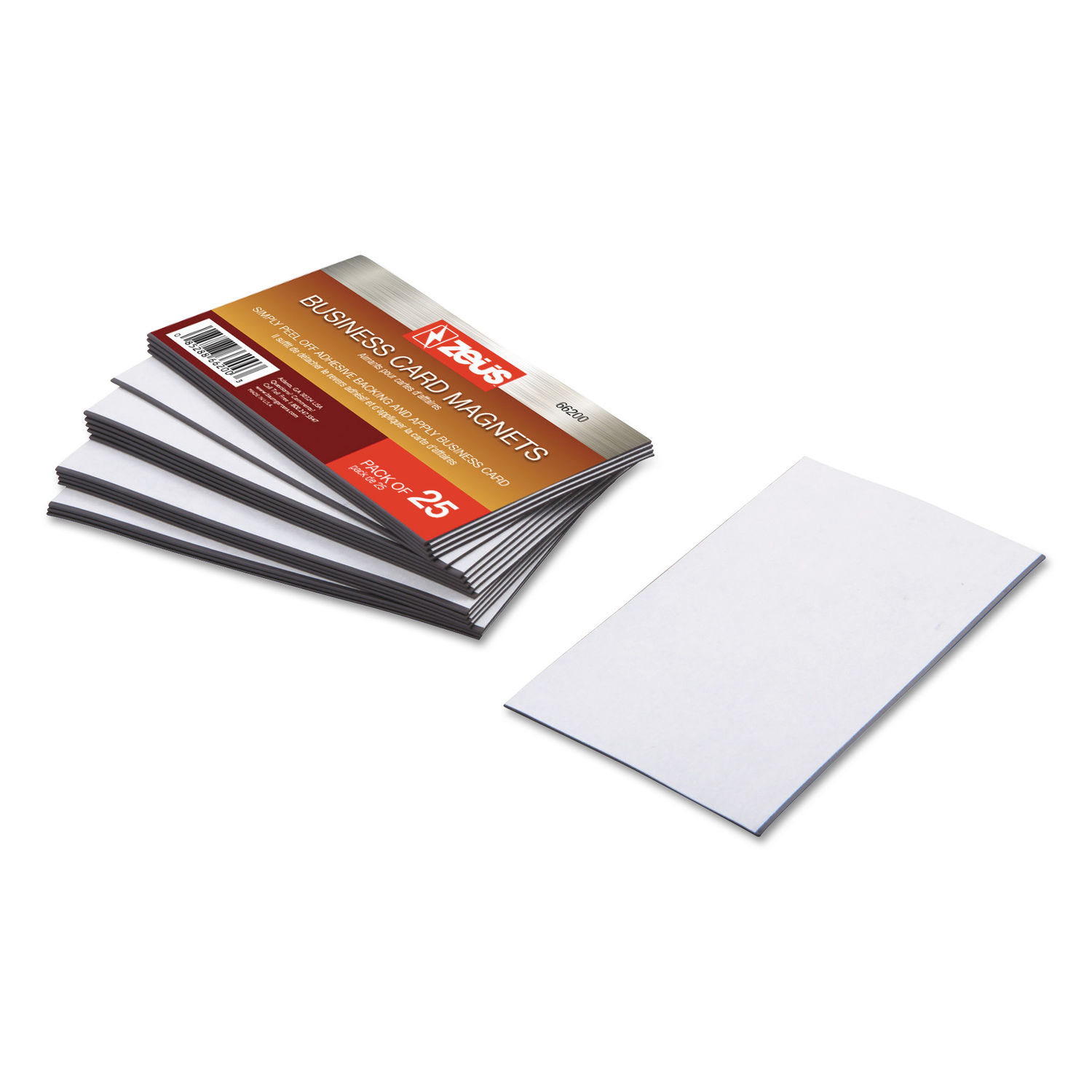 Business Card Magnets 2 x 3.5, White, Adhesive Coated, 25/Pack