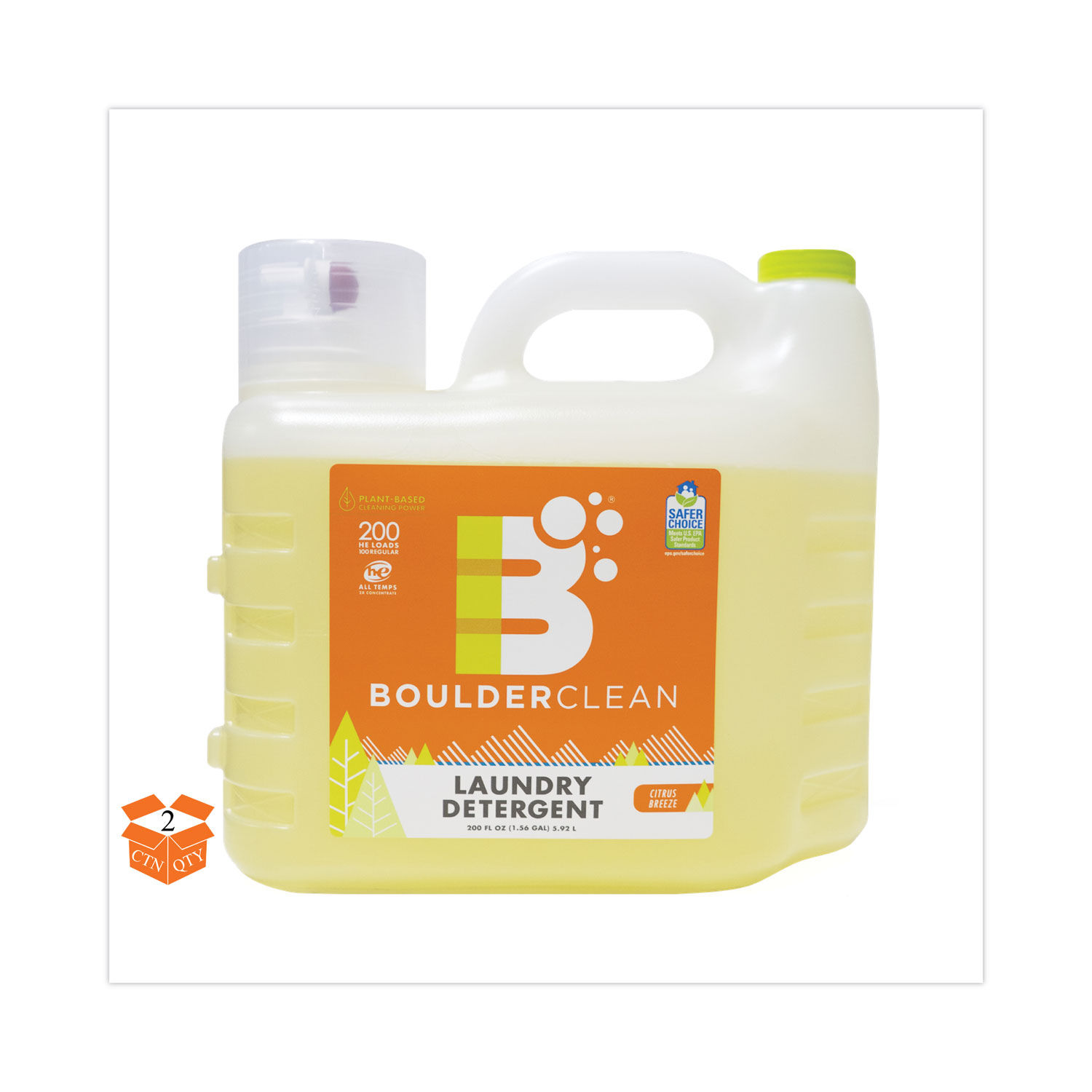 Liquid Laundry Detergent Citrus Breeze, 200 oz Bottle, 2/Carton