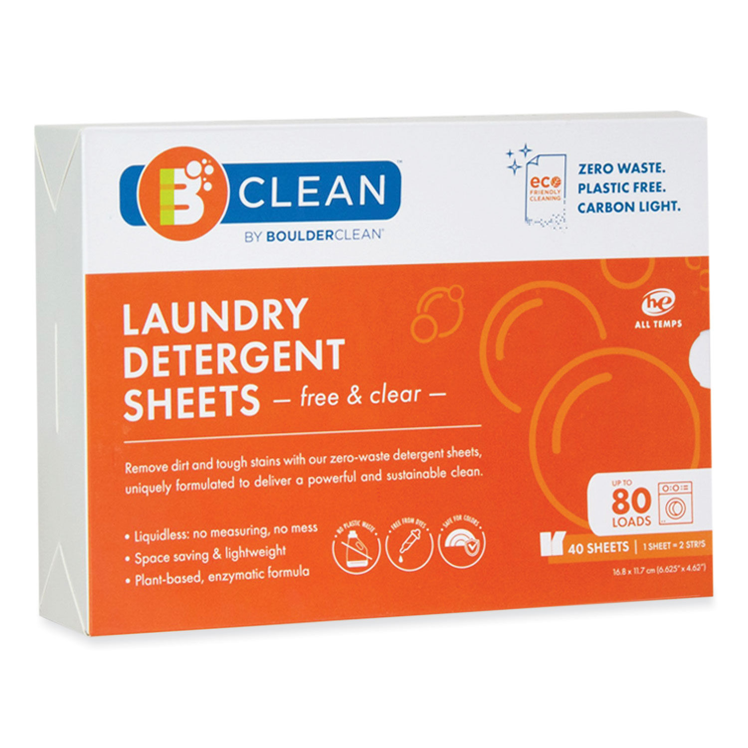 Laundry Detergent Sheets Free and Clear, 40/Pack, 12 Packs/Carton