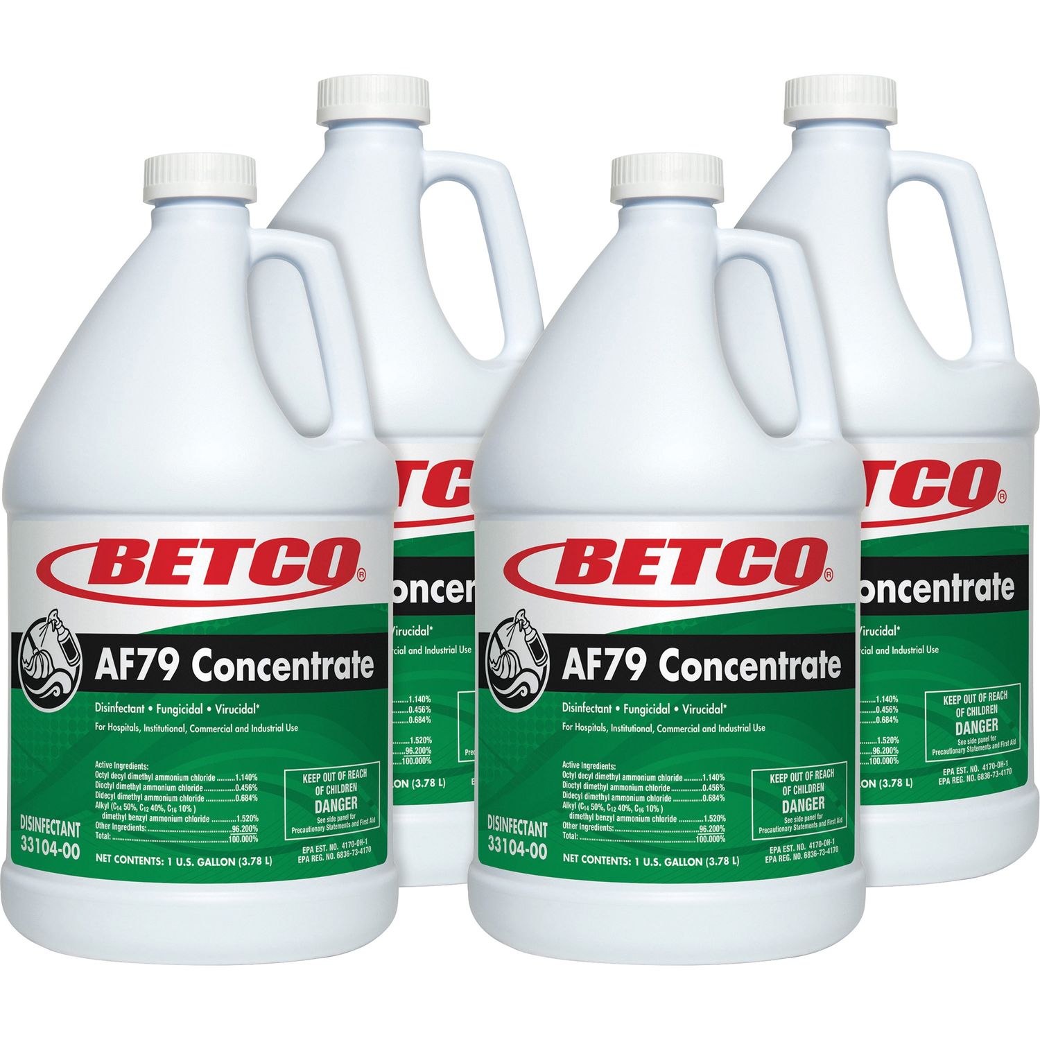 AF79 Concentrate Disinfectant Concentrate Liquid, 128 fl oz (4 quart), Ocean Breeze Scent, 4 / Carton, Green