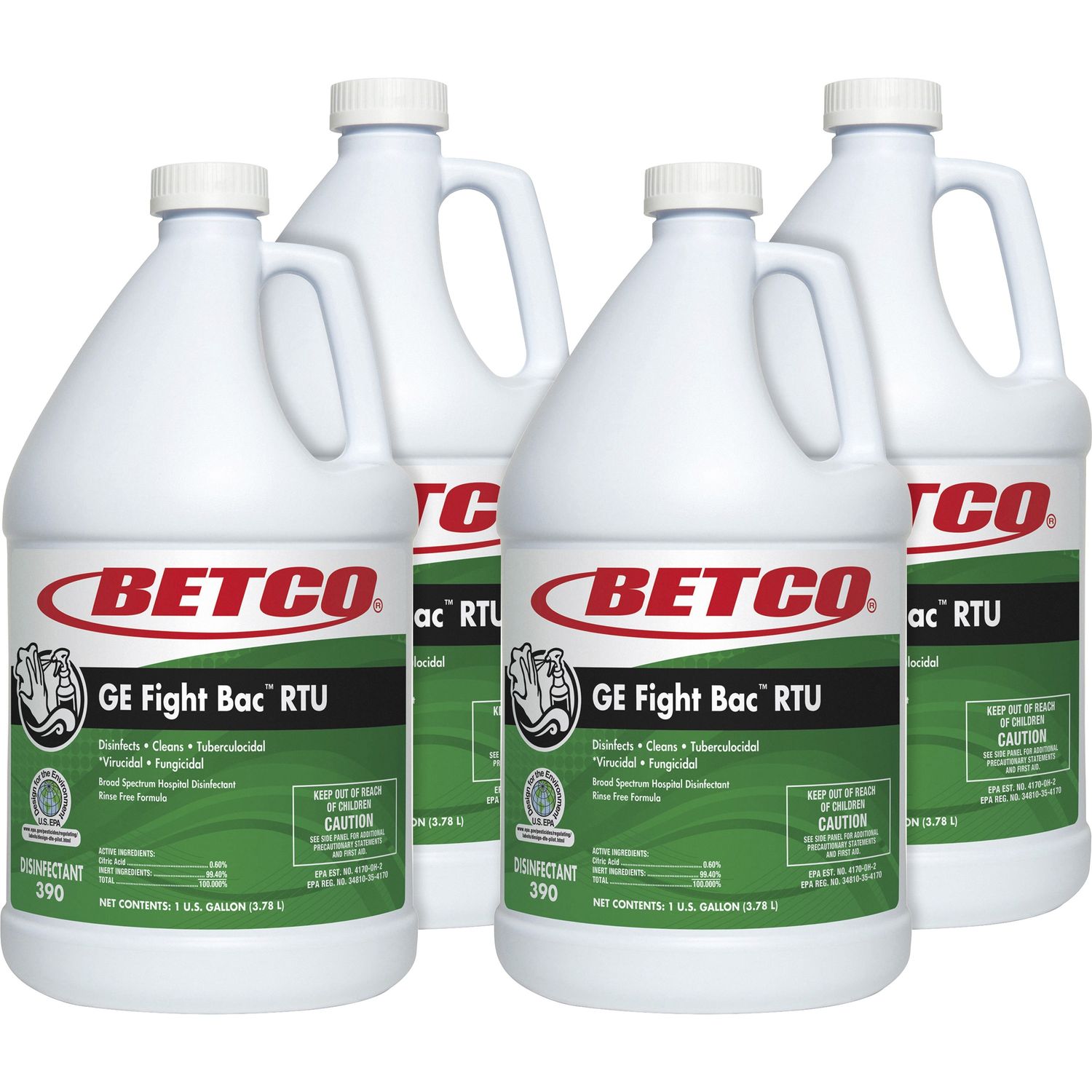 Fight Bac RTU Disinfectant Ready-To-Use Liquid, 128 fl oz (4 quart), Fresh Scent, 4 / Carton, Clear