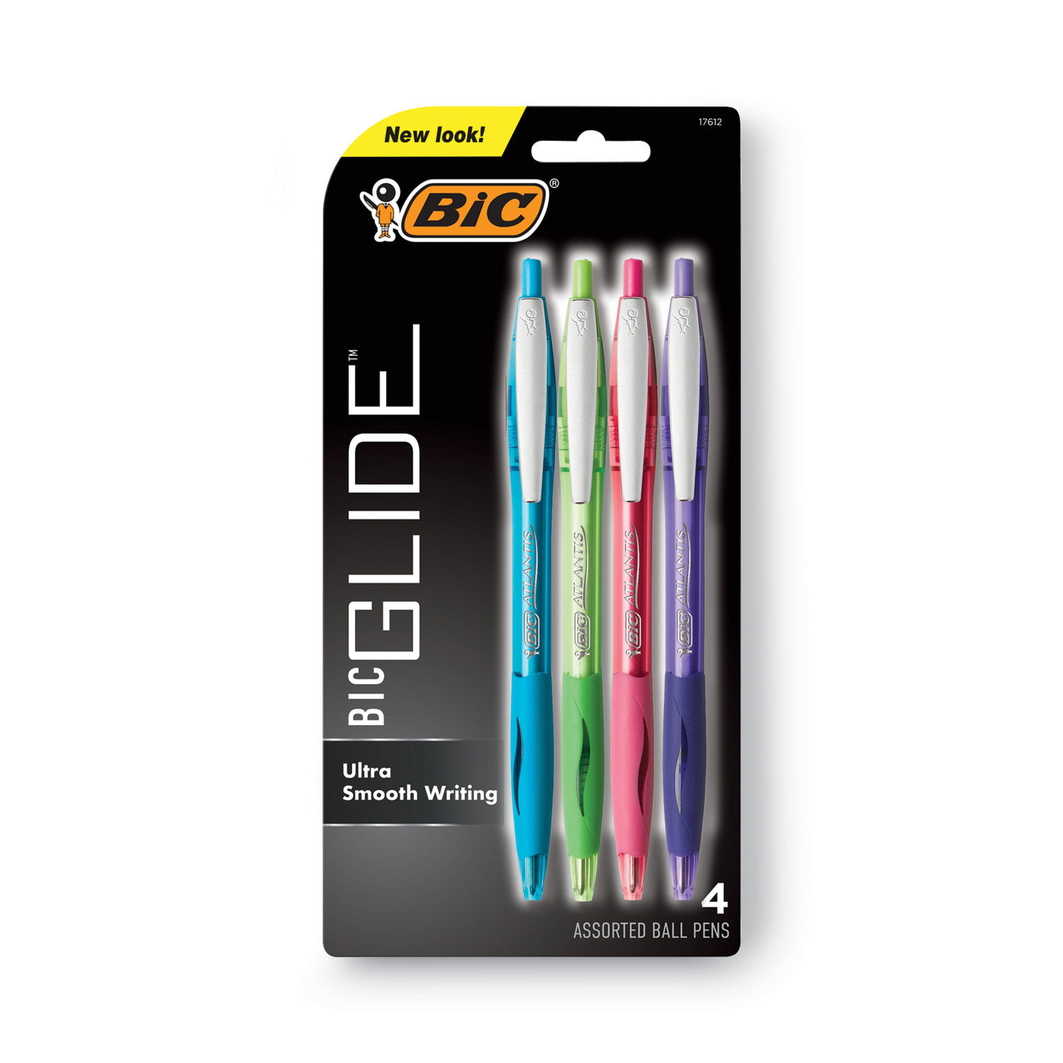 GLIDE Ballpoint Pen Retractable, Medium 1 mm, Assorted Ink and Barrel Colors, 4/Pack