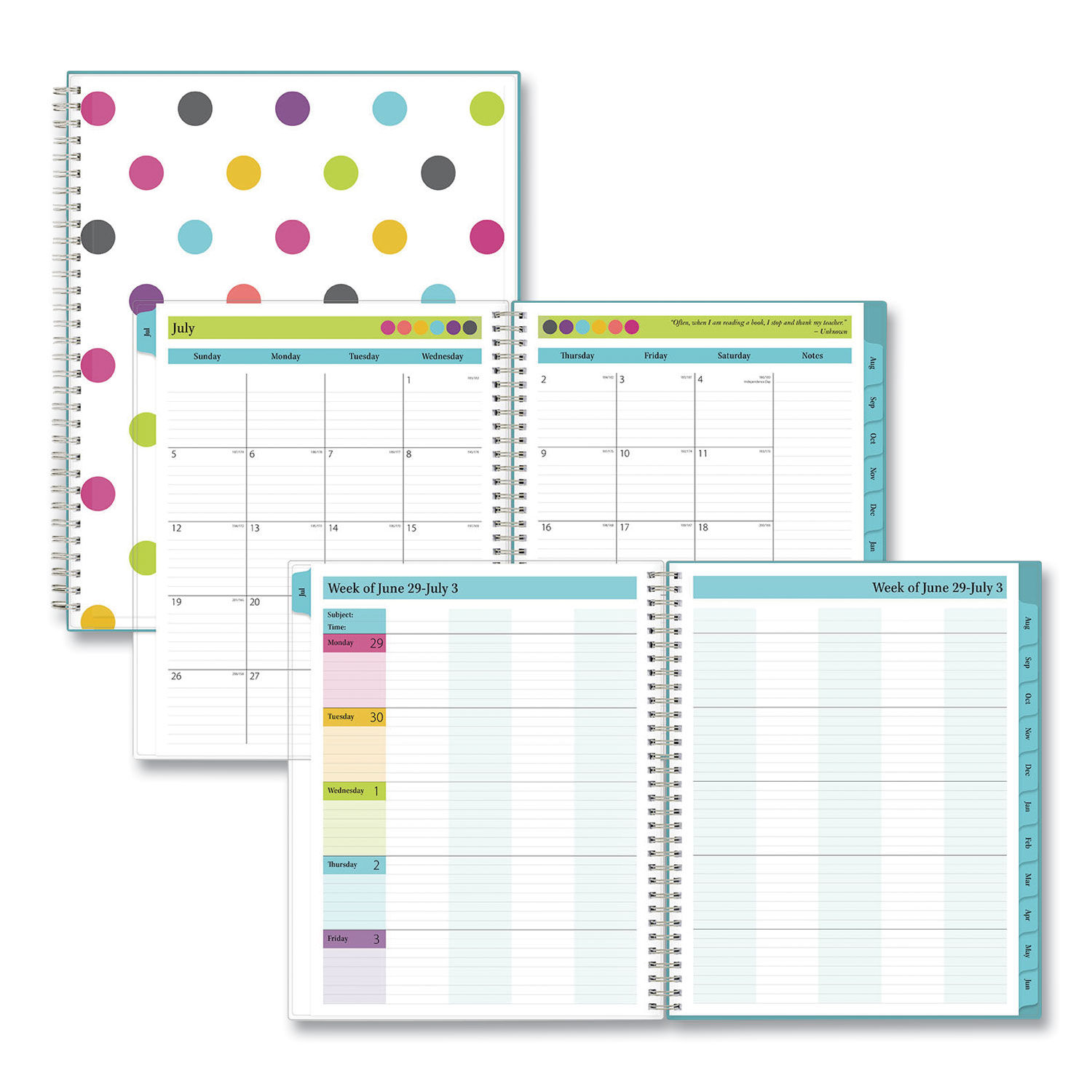 Teacher Dots Academic Year Create-Your-Own Cover Weekly/Monthly Planner 11 x 8.5, 12-Month (July to June): 2023 to 2024