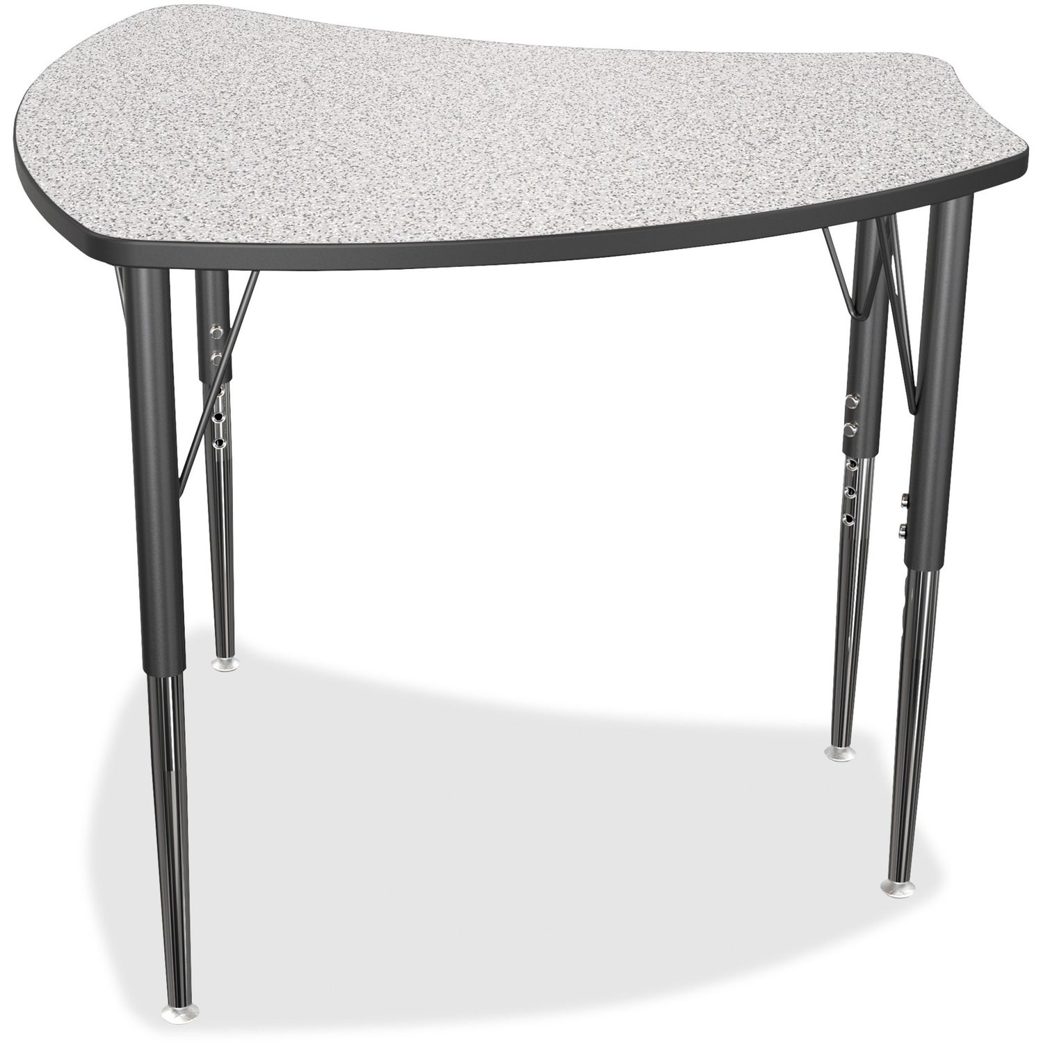 Economy Shapes Desk Curved Top, Four Leg Base, 4 Legs, 28.75" Table Top Width x 27.25" Table Top Depth, Assembly Required, Steel, Rubber