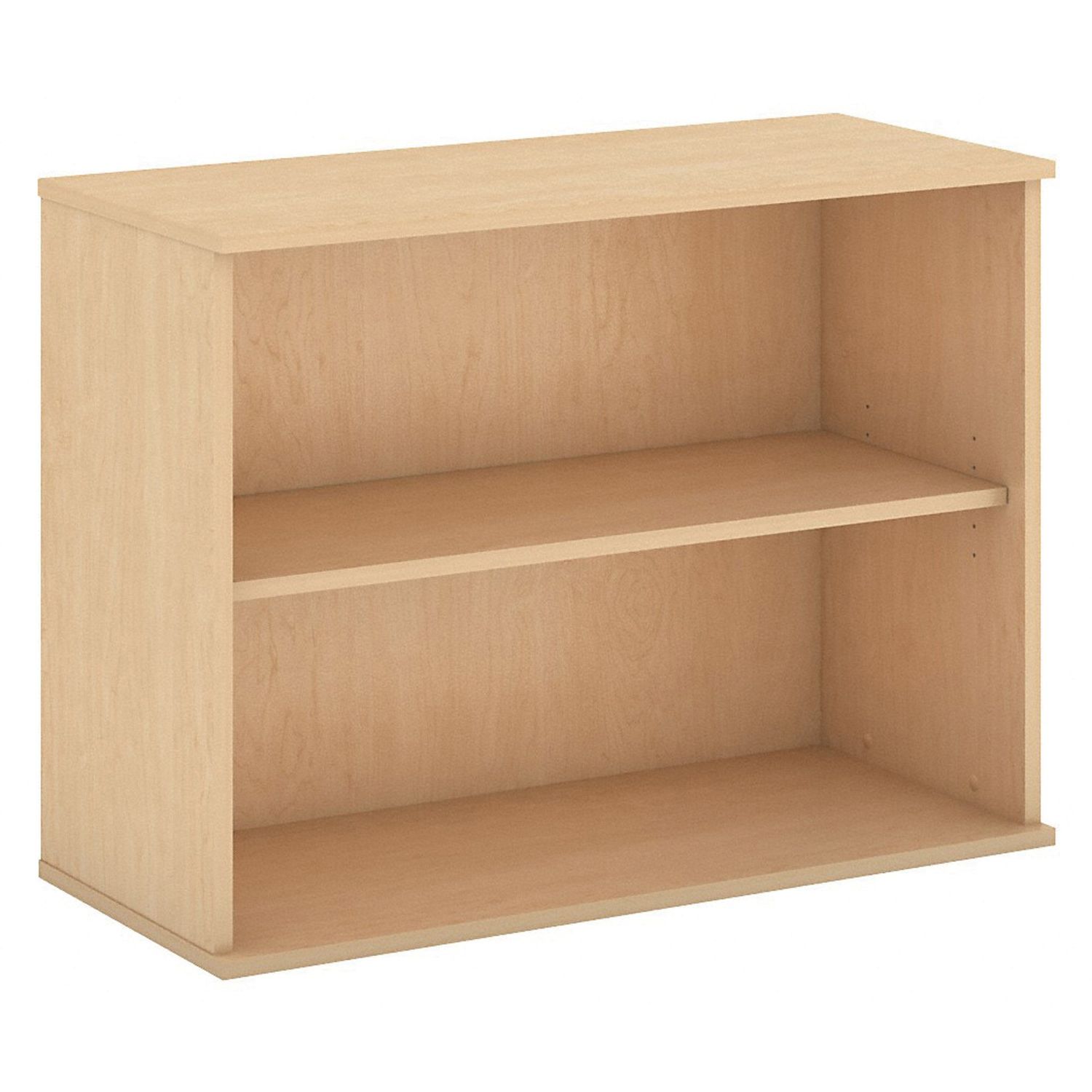 Bookcase; Natural Maple 2 Compartment(s), 29.1" Height x 35.7" Width x 15.5" Depth, Durable, Scratch Resistant, Stain Resistant, Adjustable Shelf, 50, 1 Each