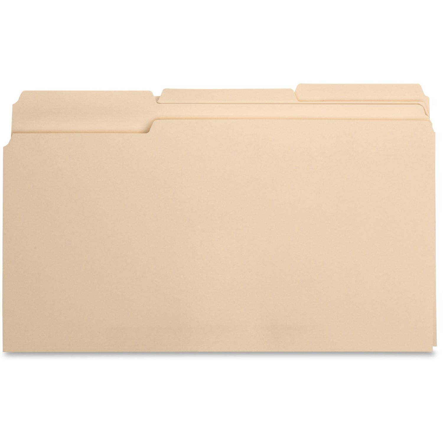 1/3 Tab Cut Legal Recycled Top Tab File Folder 8 1/2" x 14", 3/4" Expansion, Top Tab Location, Assorted Position Tab Position, Manila, Manila, 10% Recycled, 100 / Box